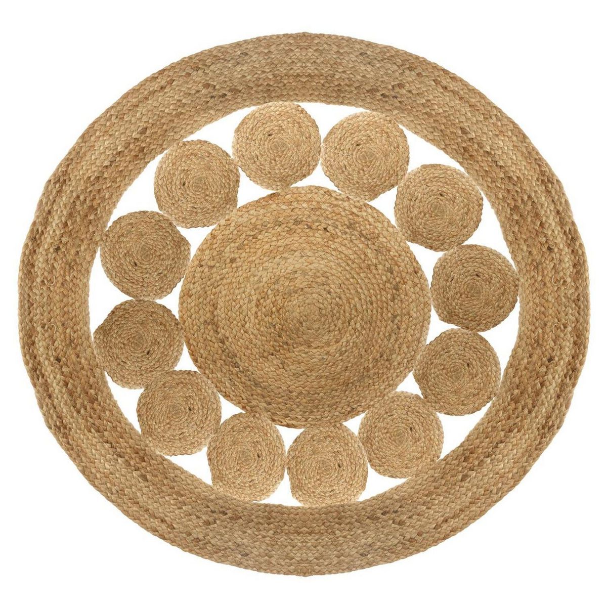ATMOSPHERA Tapis déco rond en jute végétal ajouré SOLEIL diamètre 120 cm