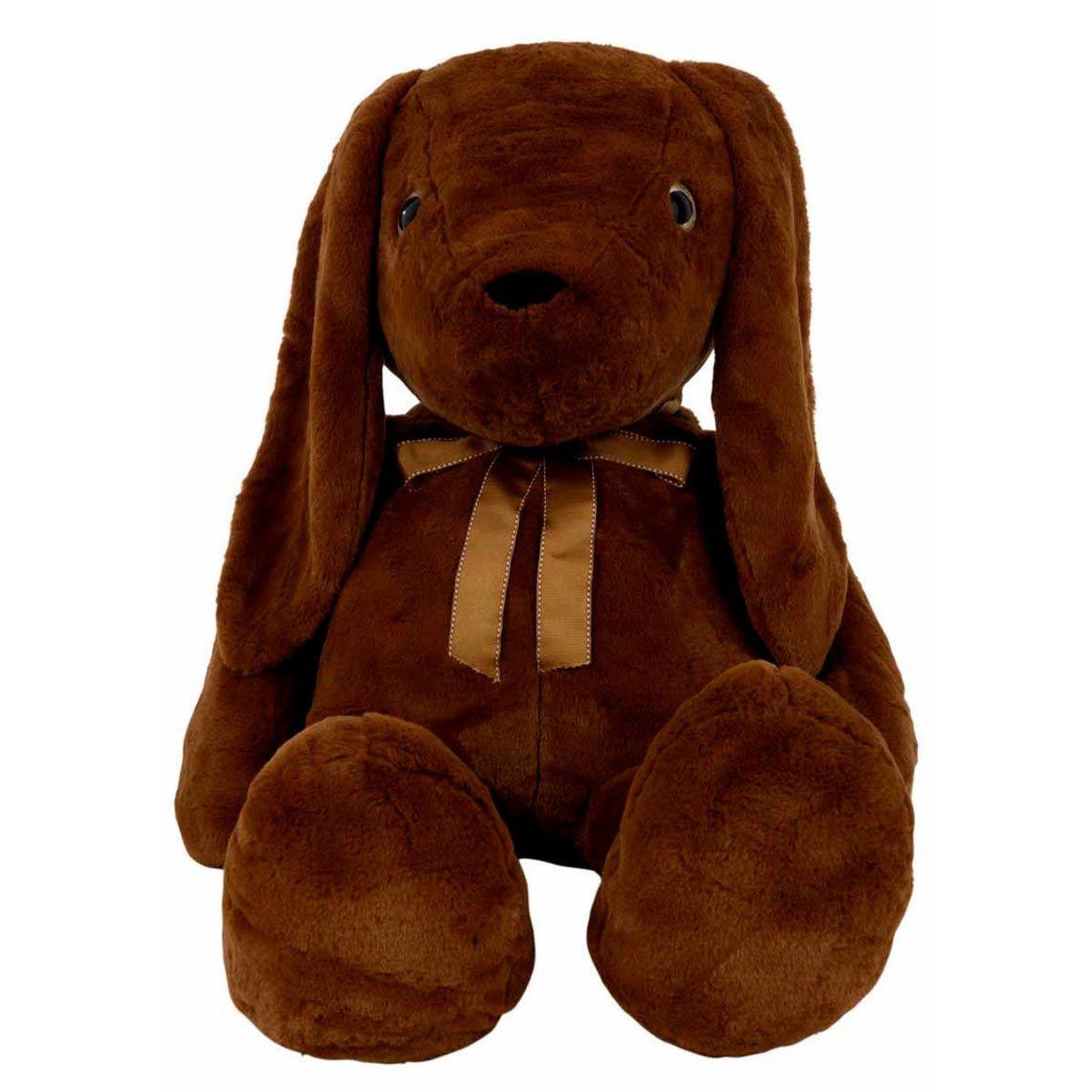 Voir la diapositive 1 : J-LINE Peluche Enfant  Lapin Nœud  70cm Marron