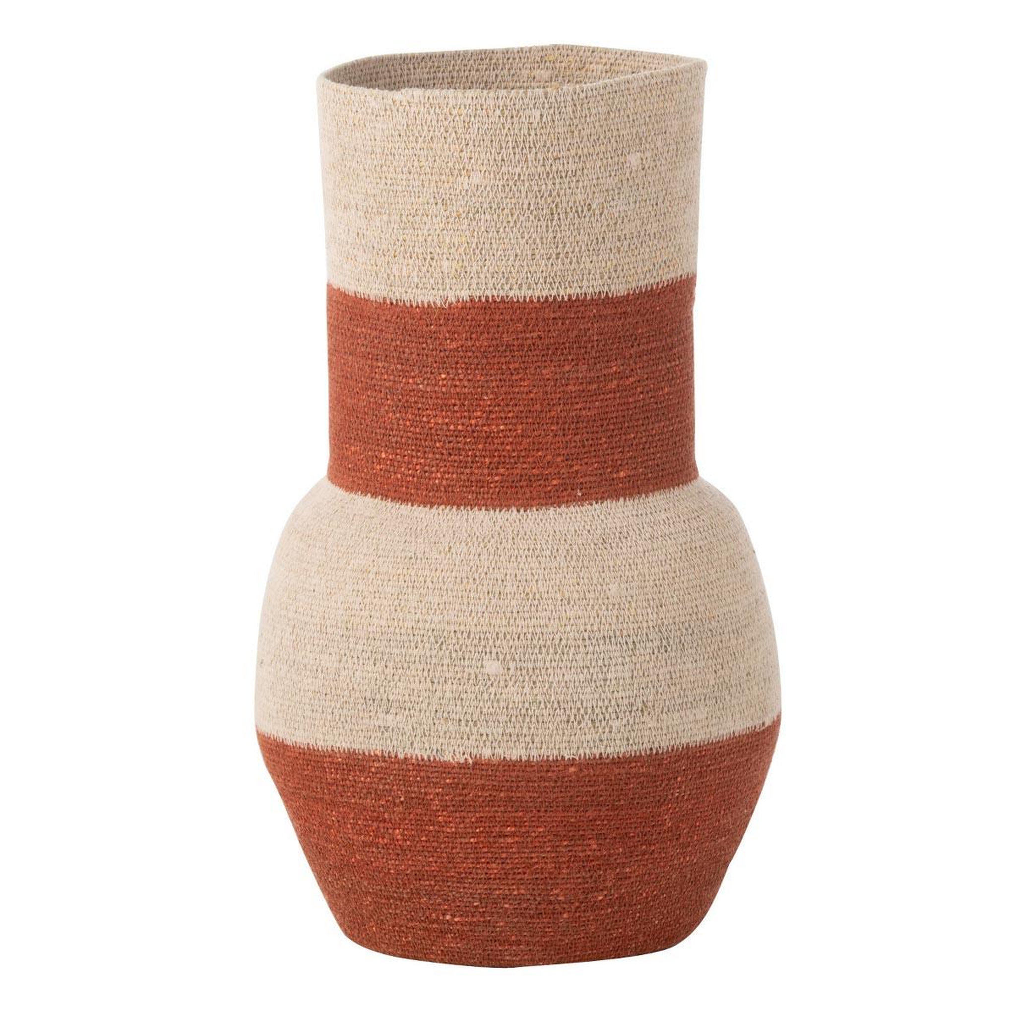 J-LINE Vase déco en jonc  rayures  52cm naturel & terracotta