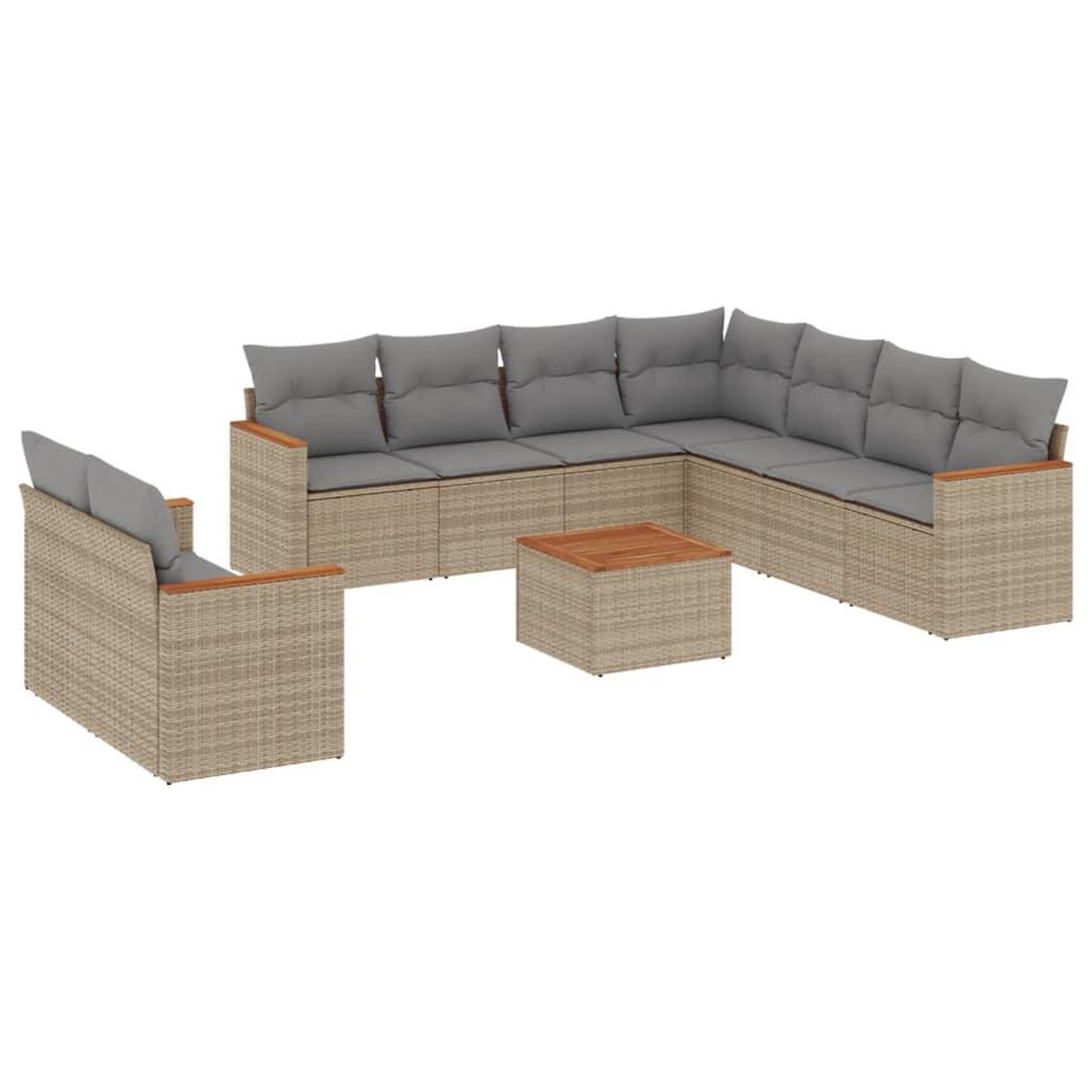 Voir la diapositive 2 : VIDAXL Salon de jardin avec coussins 10 pcs beige resine tressee