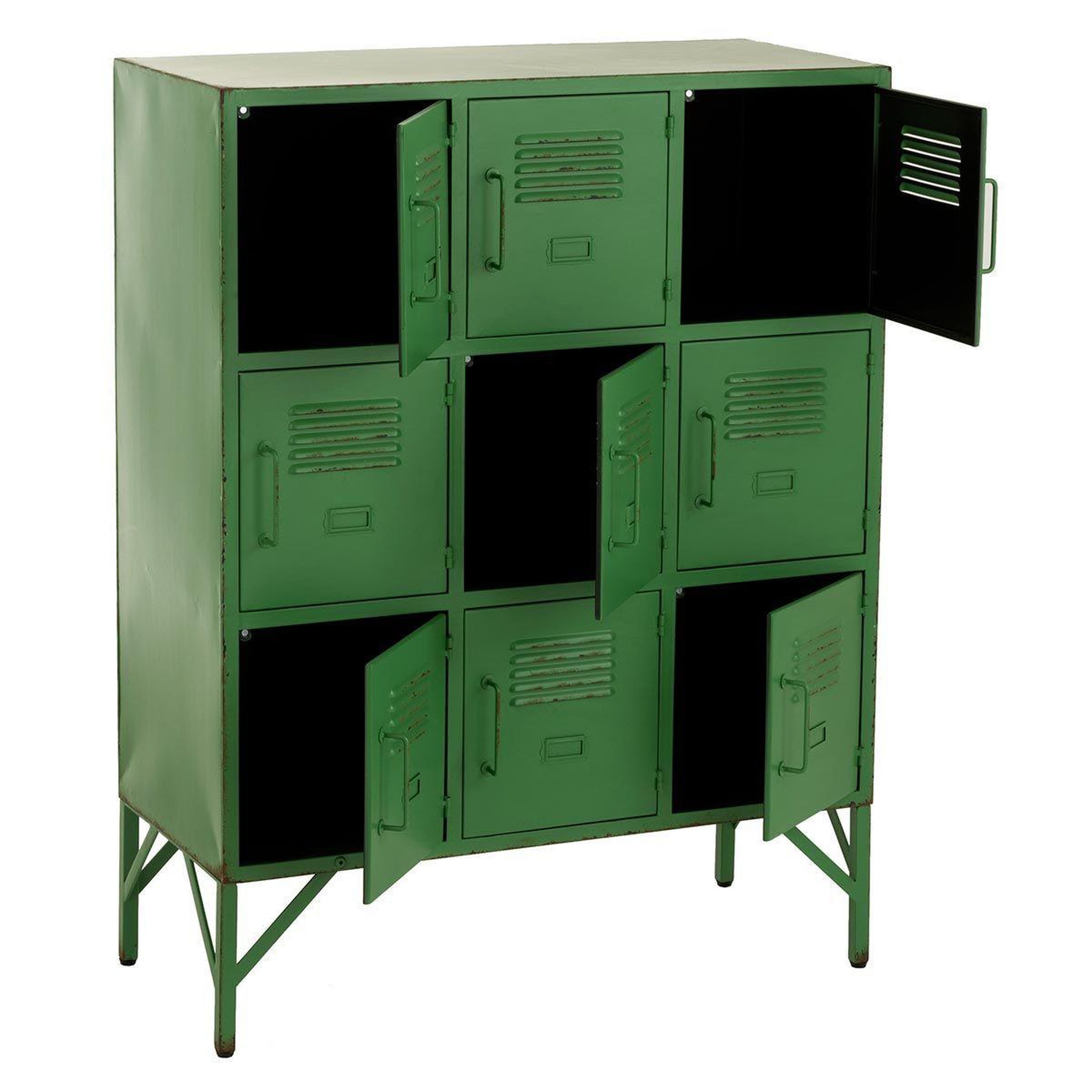 Voir la diapositive 5 : J-LINE Commode 9 portes en métal  pulgar  113cm vert