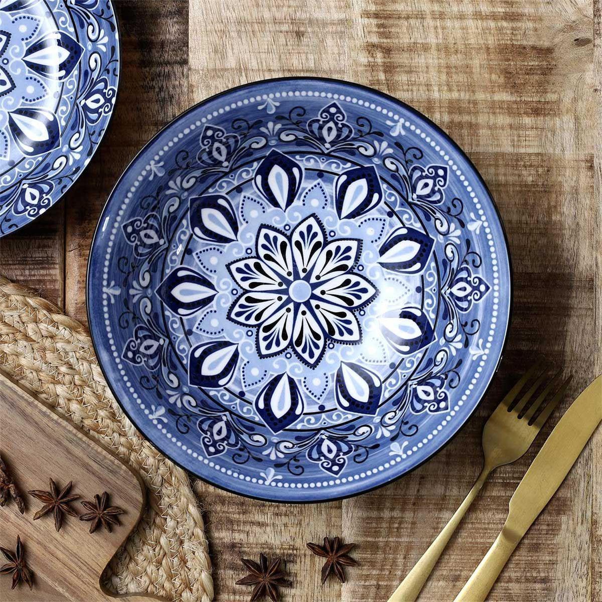 Voir la diapositive 3 : The Home Deco Factory Saladier en porcelaine  jaipur  21cm bleu