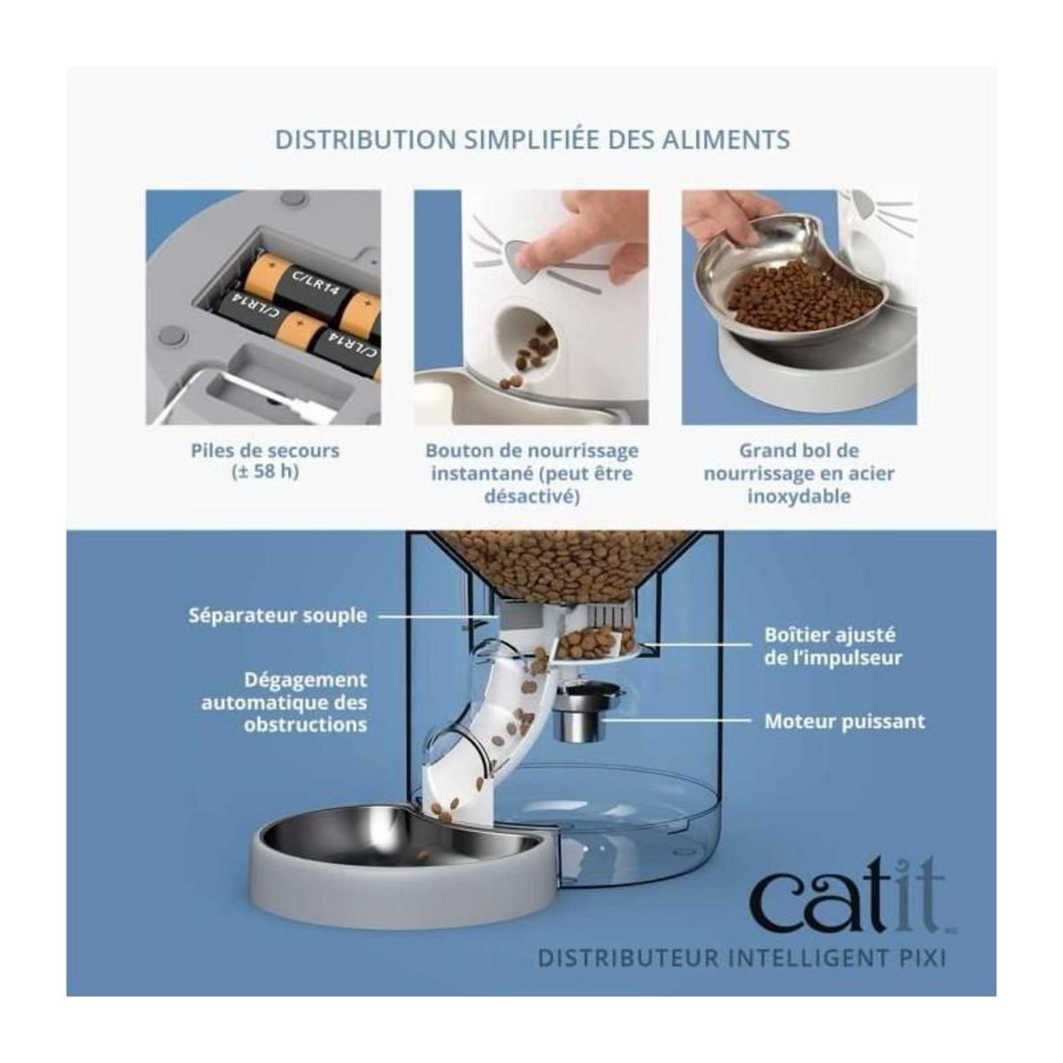 Cat'it CATIT - PIXI Distributeur de croquettes connecté pour chat - 1,2 kg (contrôlé par une application)