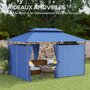 Voir la diapositive 6 : OUTSUNNY Tonnelle barnum 3 x 4 m 6 rideaux amovibles double toit métal époxy polyester bleu