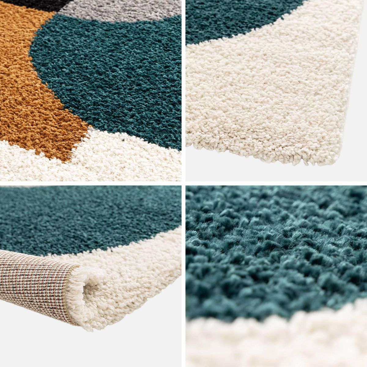 SWEEEK Tapis intérieur shaggy, motifs géométriques, multicolore