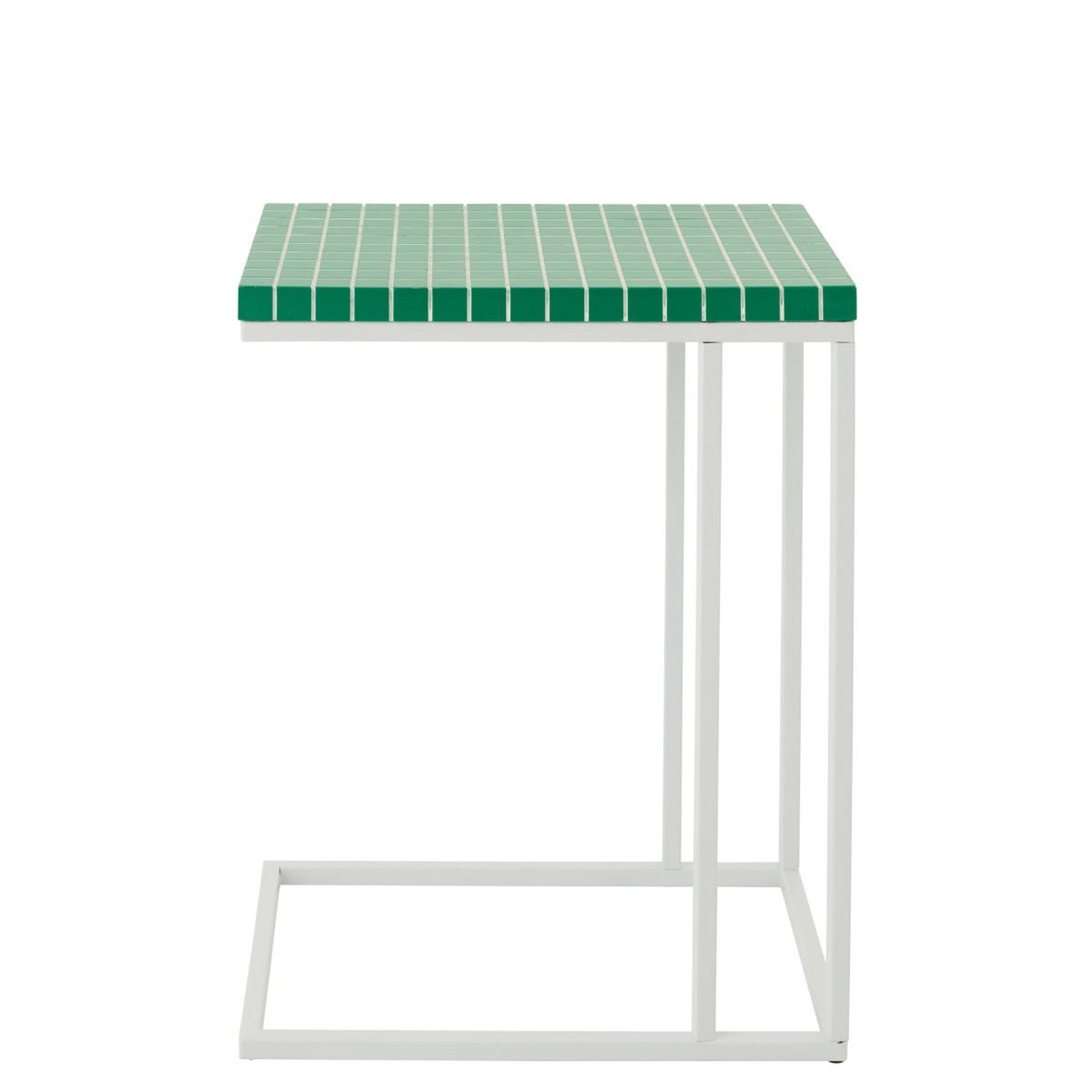 Voir la diapositive 2 : J-LINE Table d'appoint à carreaux  spia  60cm vert & blanc