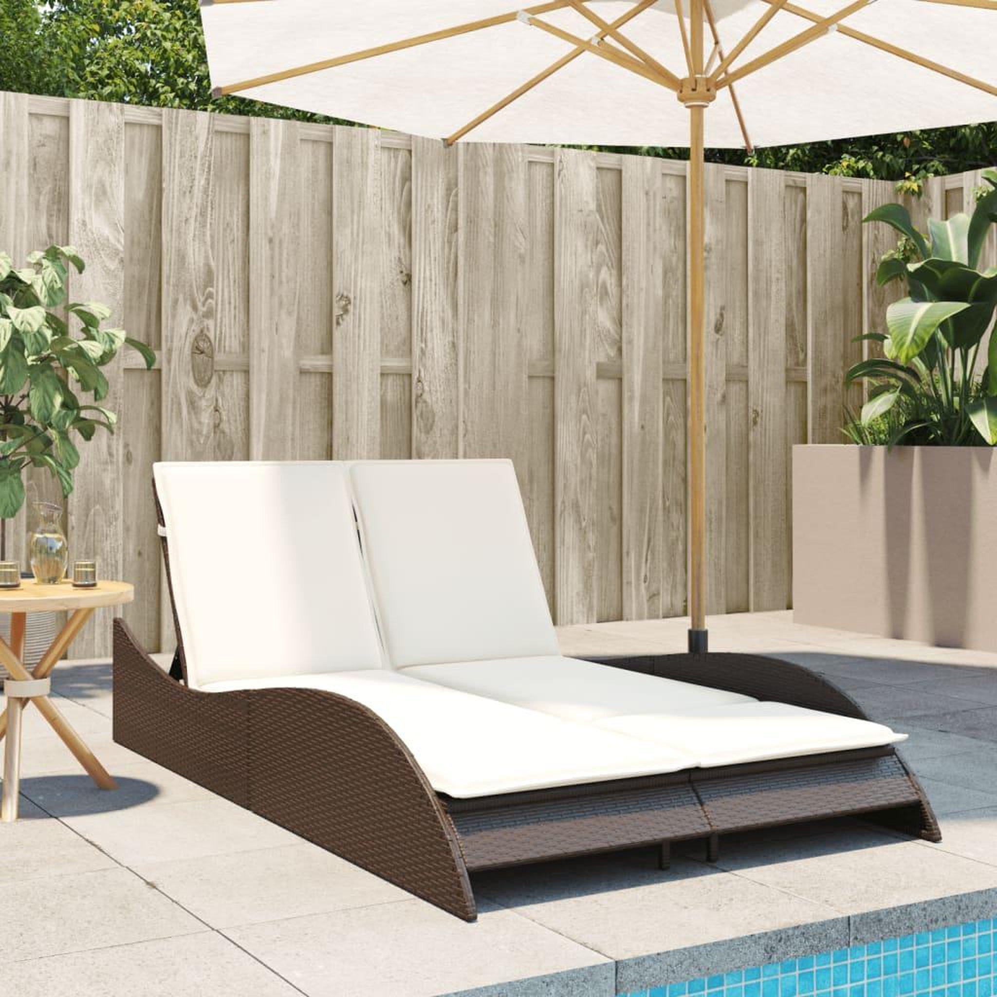 Voir la diapositive 3 : VIDAXL Chaise longue avec coussins marron 114x205x73 cm resine tressee