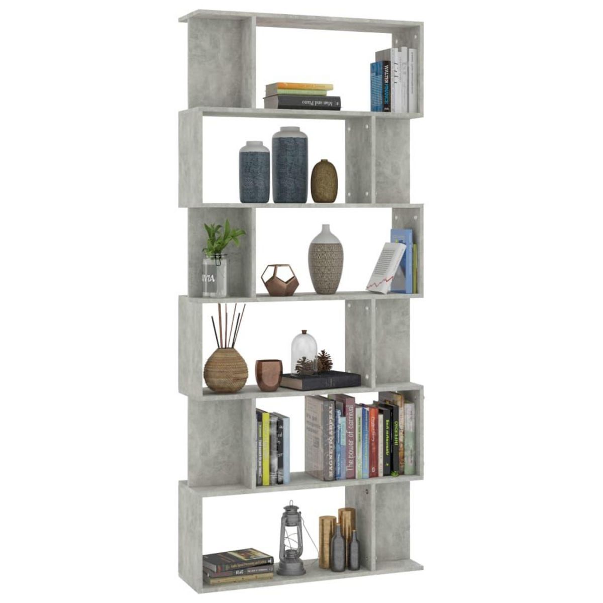 VIDAXL Bibliotheque/Separateur de piece Gris beton Bois d'ingenierie