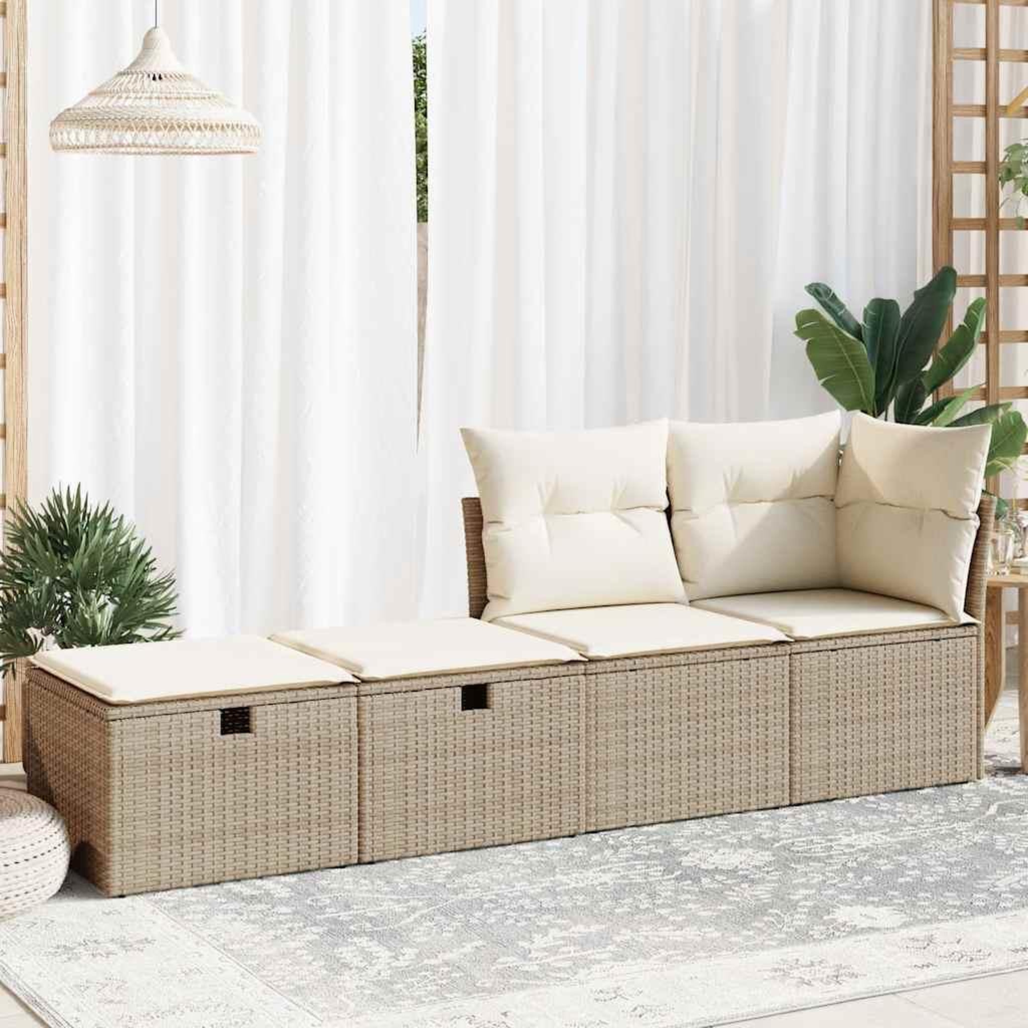 Voir la diapositive 3 : VIDAXL Salon de jardin avec coussins 2 pcs beige resine tressee acacia