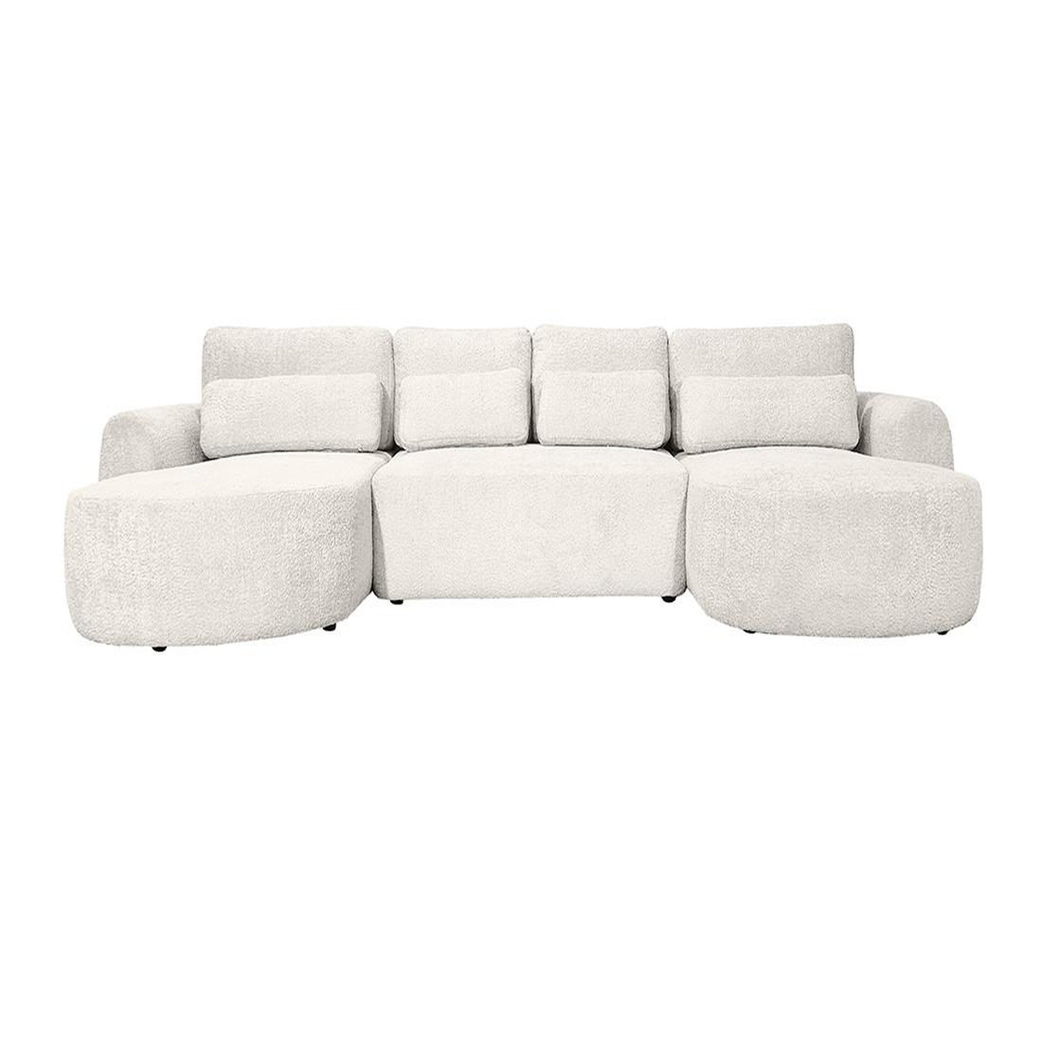Voir la diapositive 4 : BEST MOBILIER Mahina - canapé panoramique en u 7 places - convertible avec coffre - en tissu bouclette