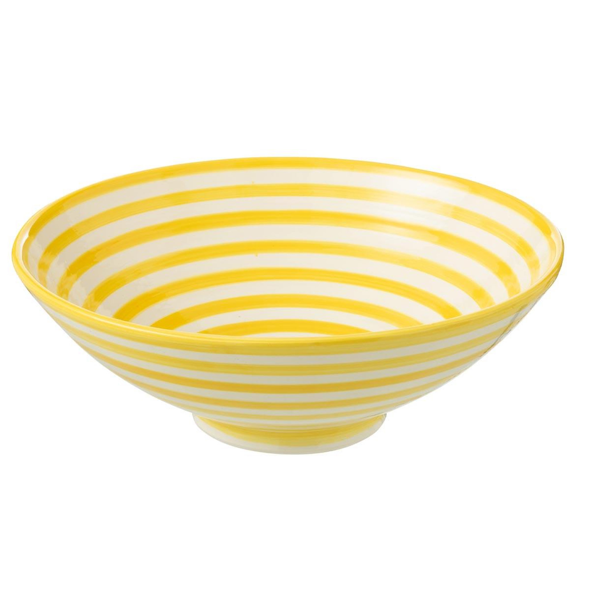 J-LINE Saladier en Céramique  Granada Rayure  40cm Jaune