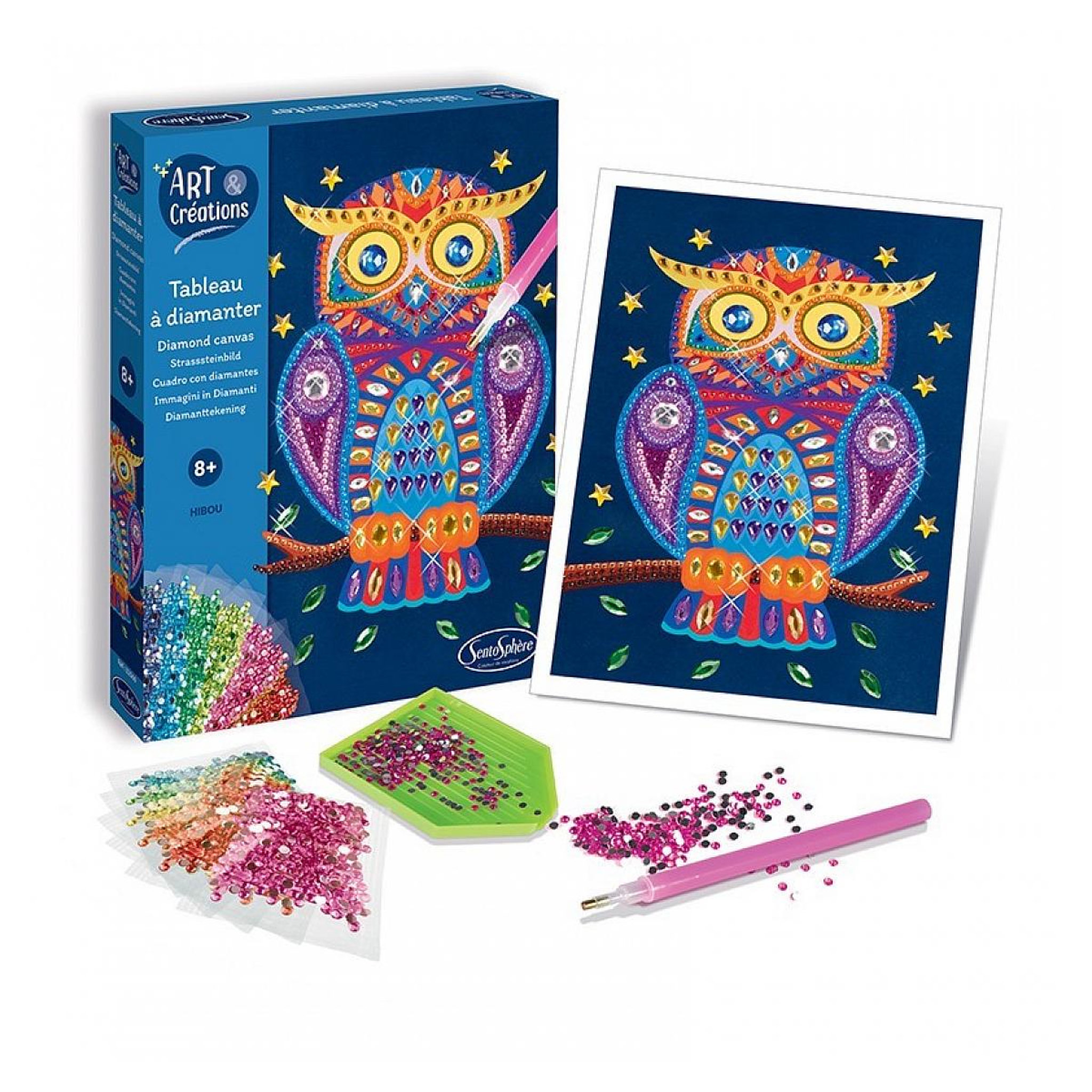 Voir la diapositive 2 : Sentosphere art et creations Tableau a diamanter Hibou