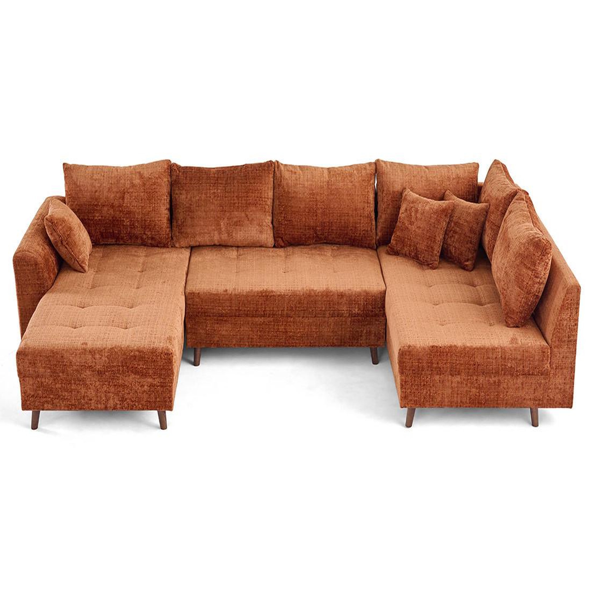 Voir la diapositive 2 : BEST MOBILIER Rune - canapé panoramique d'angle droit 7 places en velours texturé