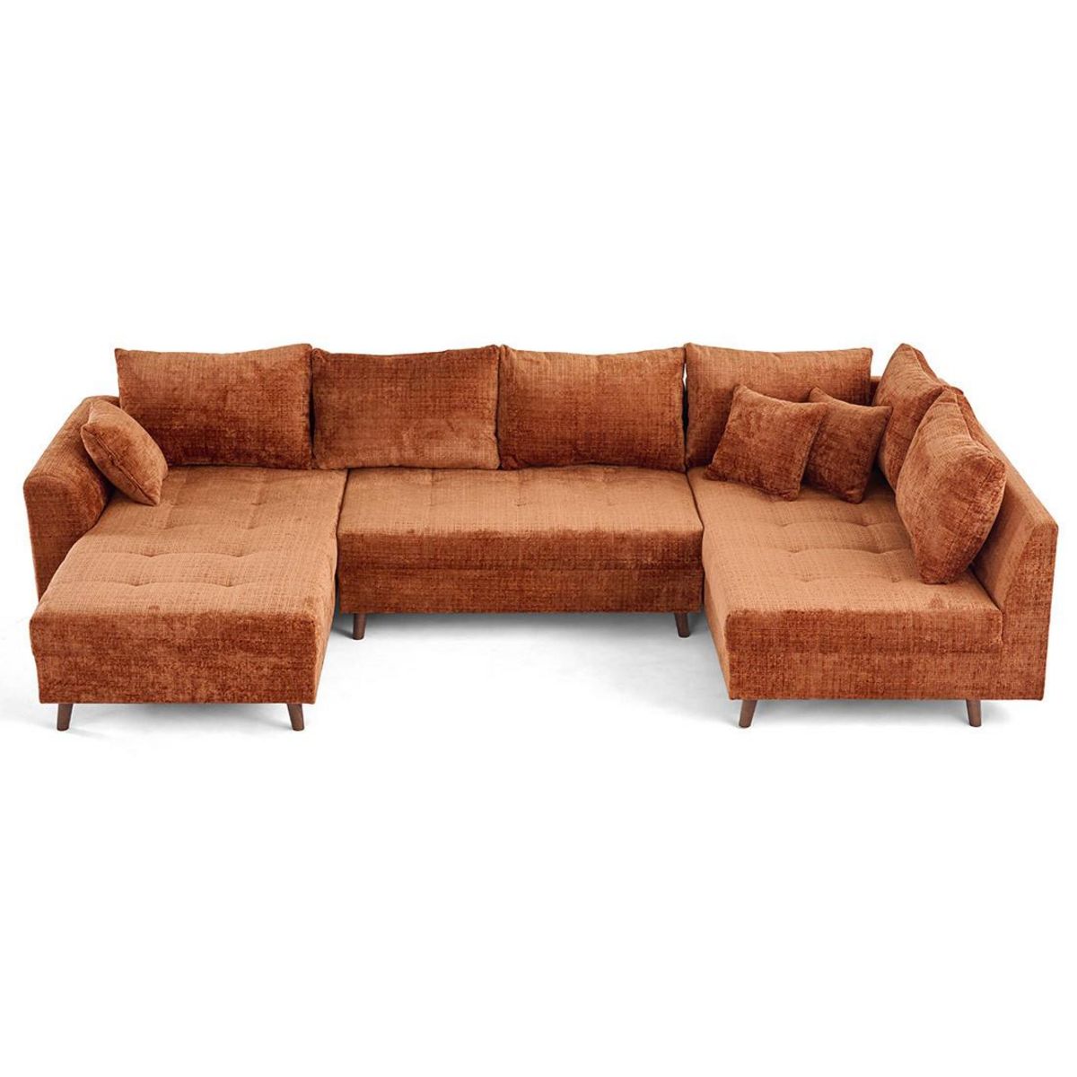 LISA DESIGN Rune - canapé panoramique d'angle droit 7 places en velours texturé