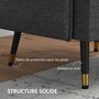 Voir la diapositive 6 : HOMCOM Fauteuil style art-déco dossier effet capitonné piètement incliné effilé métal noir extrémités dorées tissu anthracite