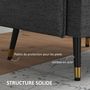 Voir la diapositive 6 : HOMCOM Fauteuil style art-déco dossier effet capitonné piètement incliné effilé métal noir extrémités dorées tissu anthracite