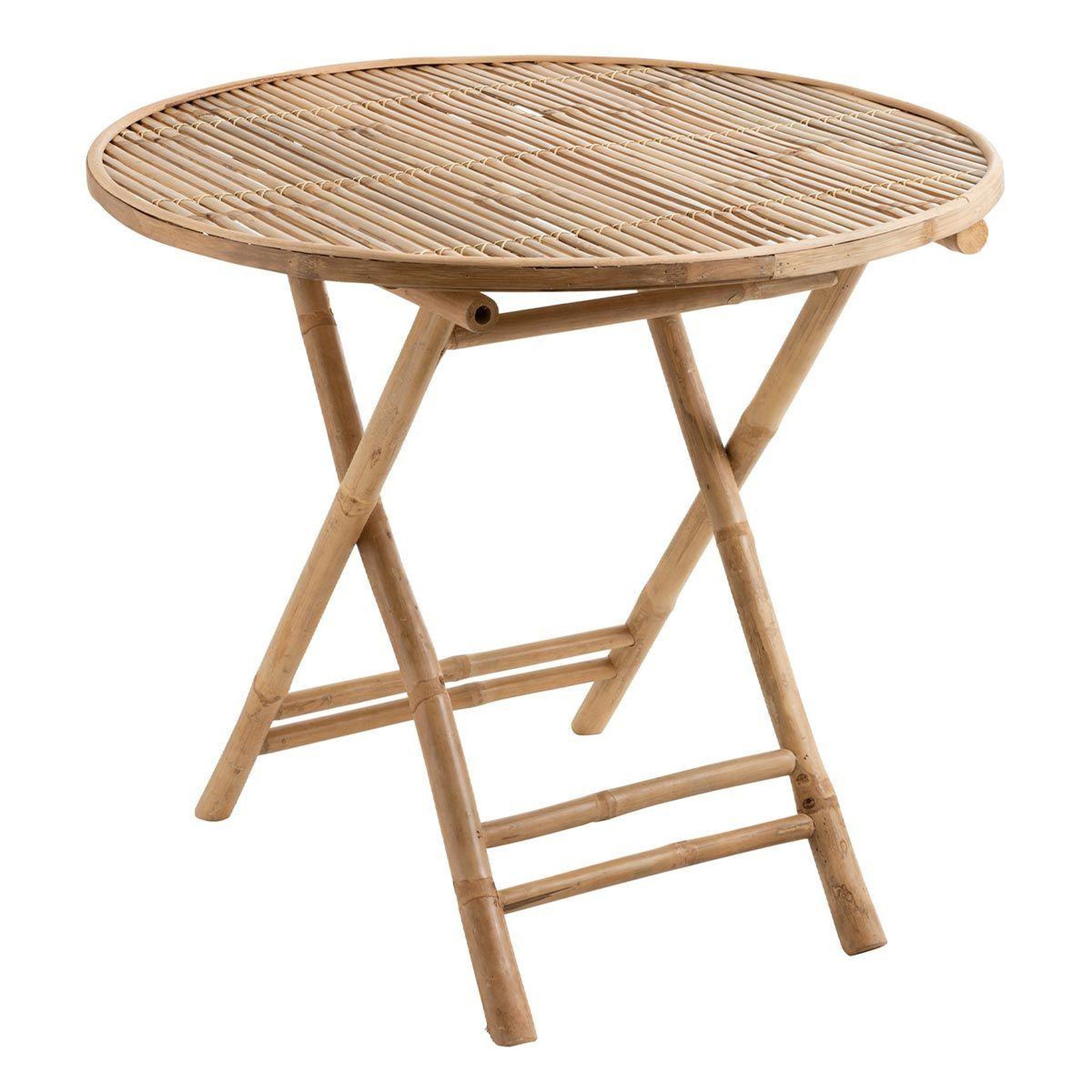 Voir la diapositive 1 : J-LINE Table de Jardin Pliable  Bambou  90cm Naturel