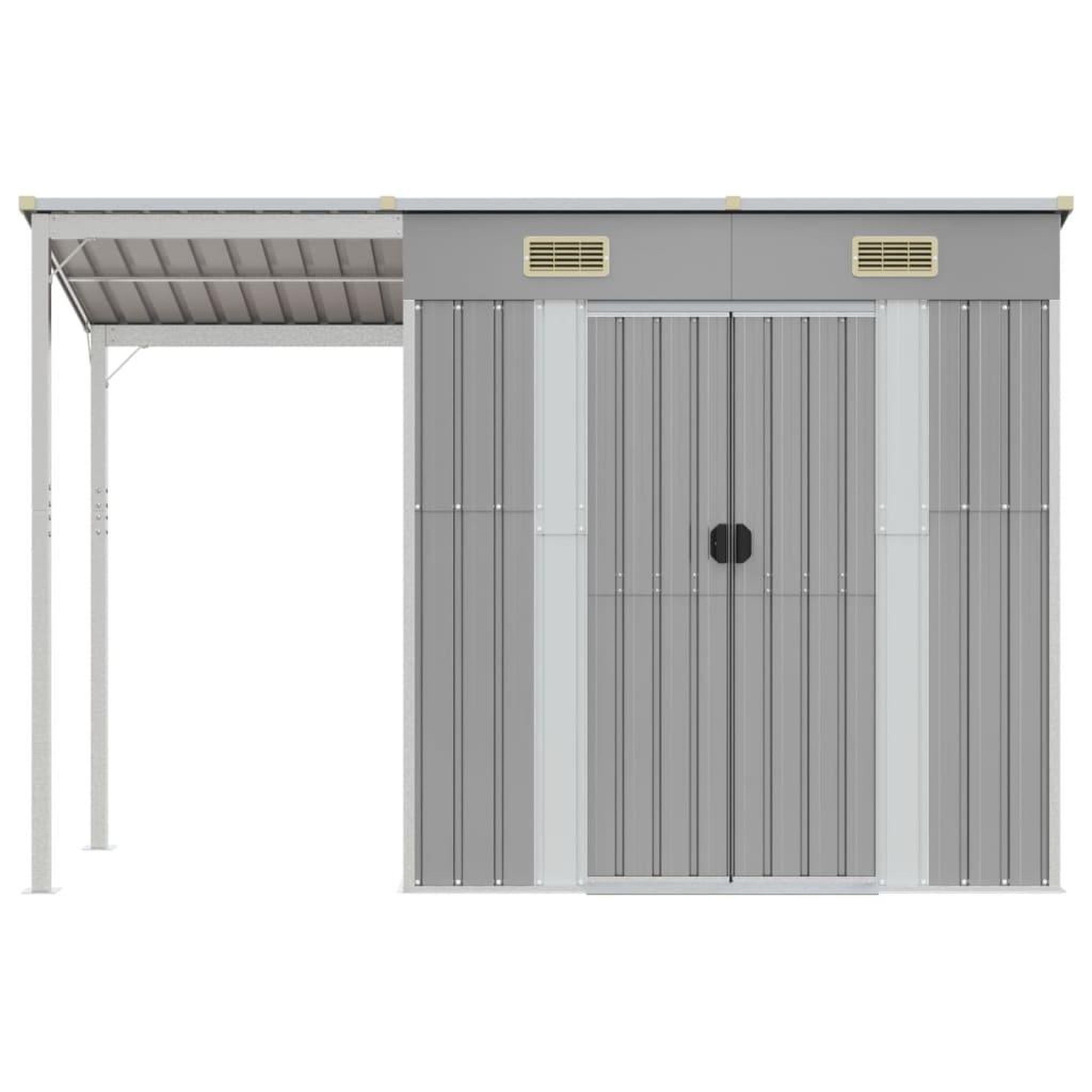 Voir la diapositive 3 : VIDAXL Abri de jardin avec toit prolonge gris clair 277x110,5x181 cm