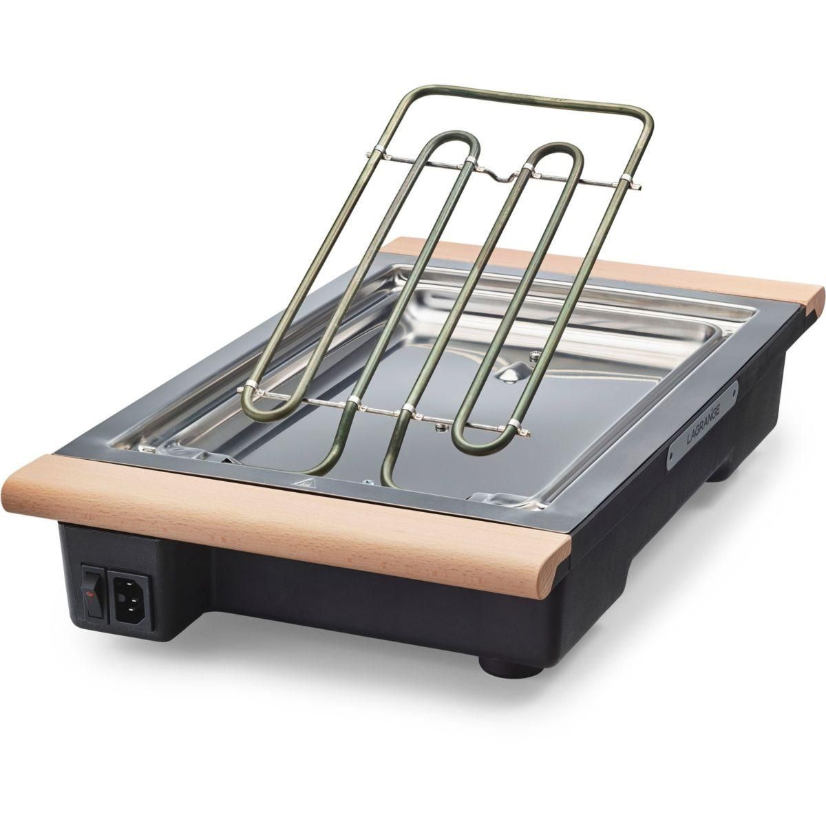 LAGRANGE Plancha électrique Grill' Pierre Classic bois clair à poser, 37x23 cm