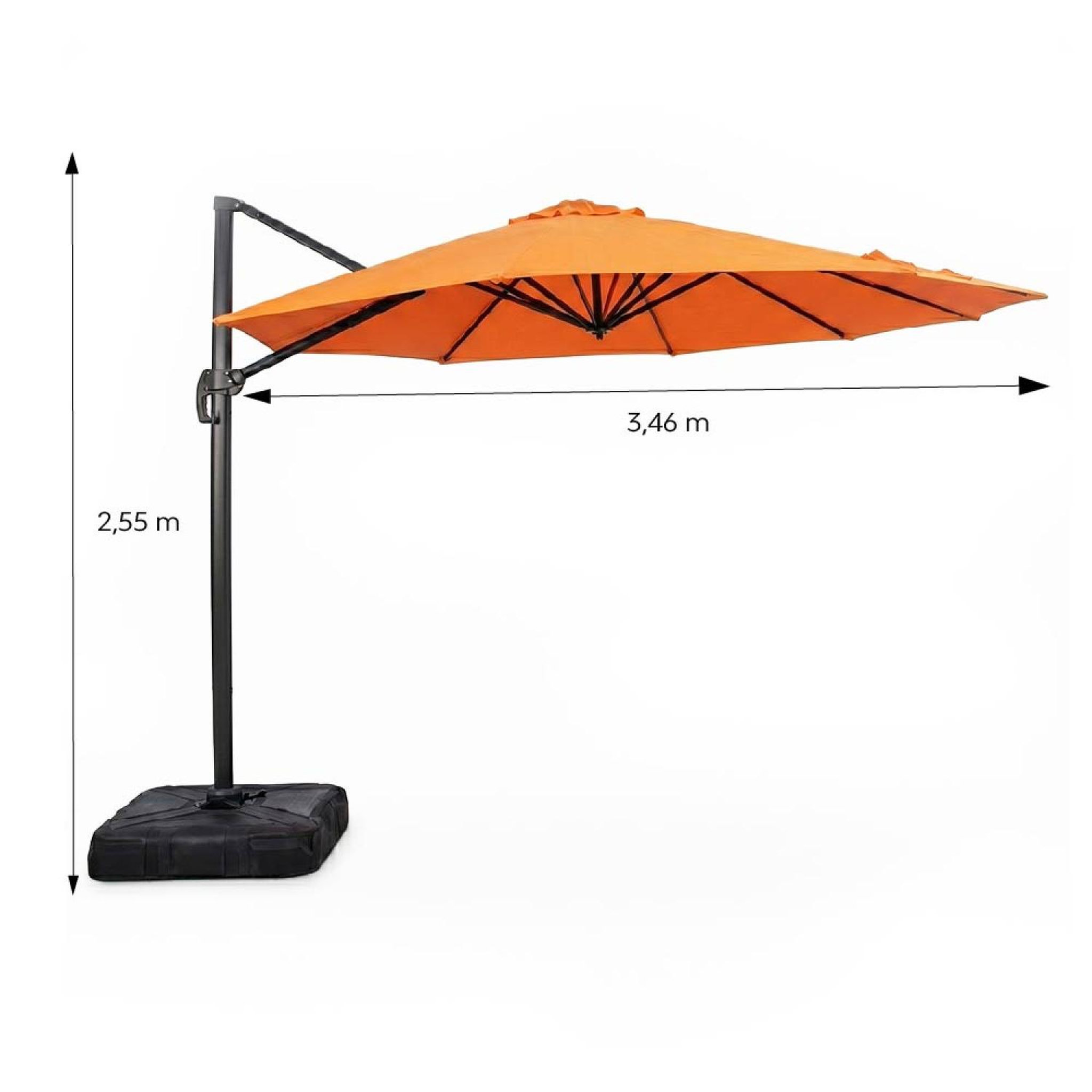 Voir la diapositive 3 : CONCEPT USINE Parasol octogonal  350cm déporté orange en aluminium castillo