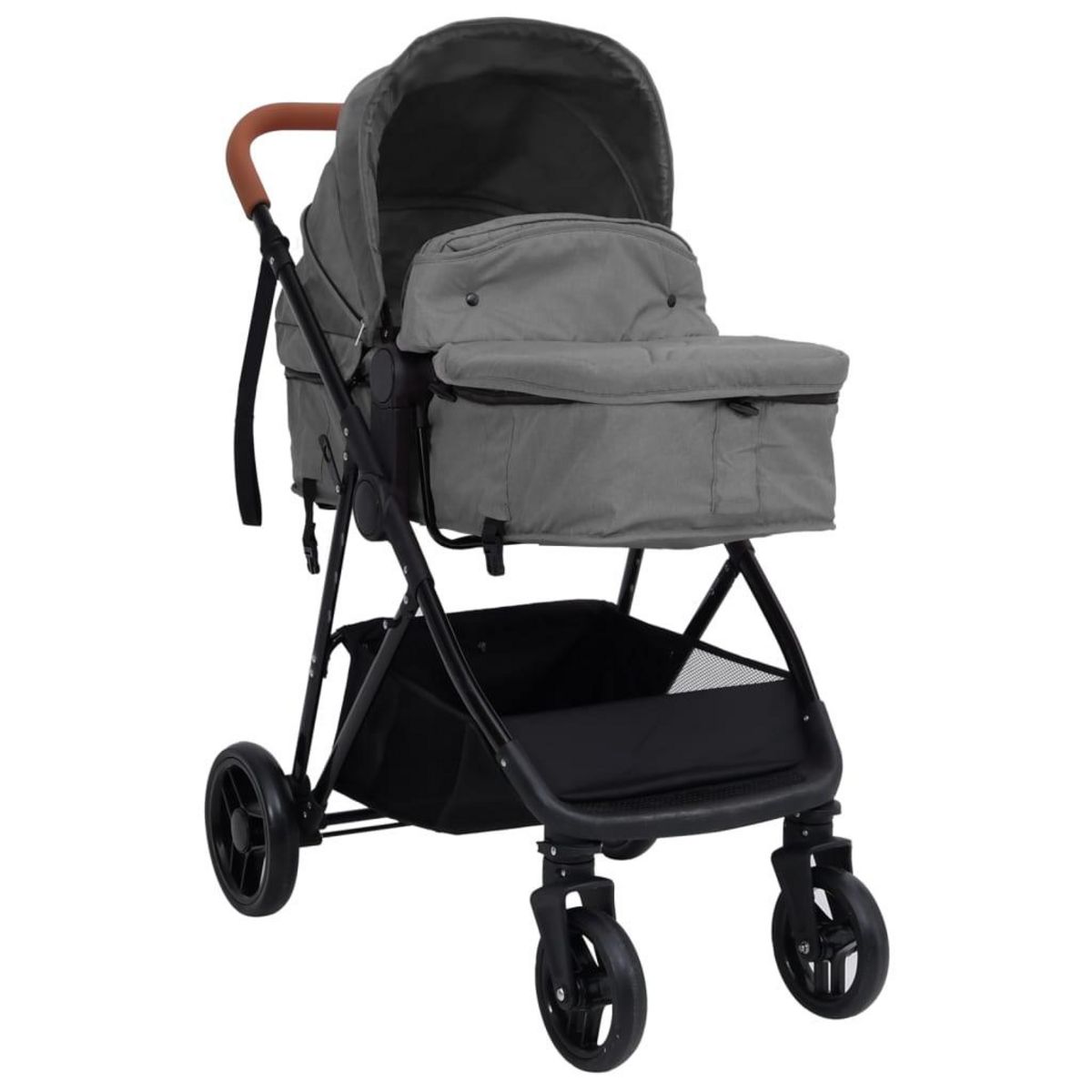 VIDAXL Poussette pour bebe 3-en-1 Gris clair et noir Acier