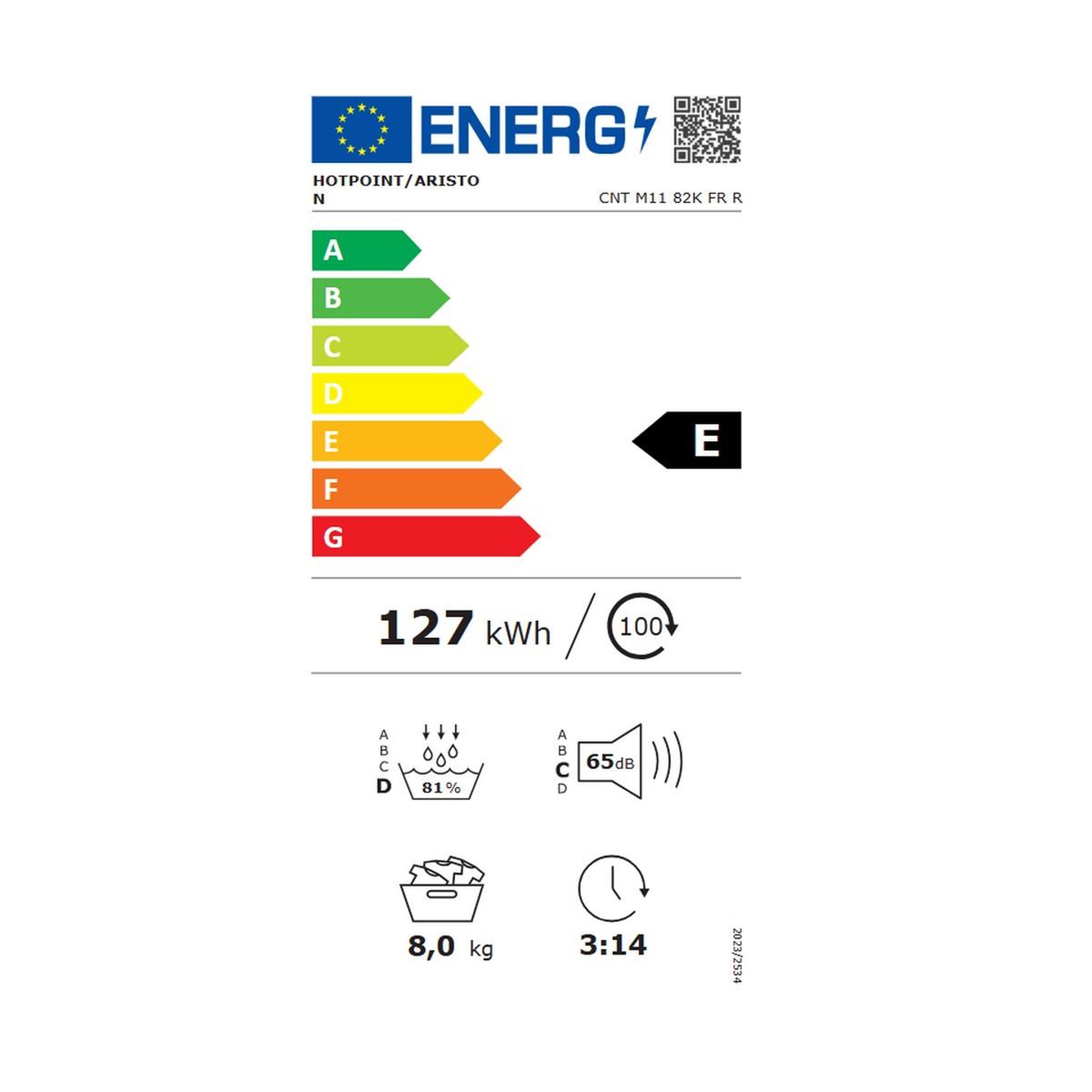 Voir la diapositive 2 : HOTPOINT Sèche-linge à pompe à chaleur 60cm 8kg - cntm1182kfrr