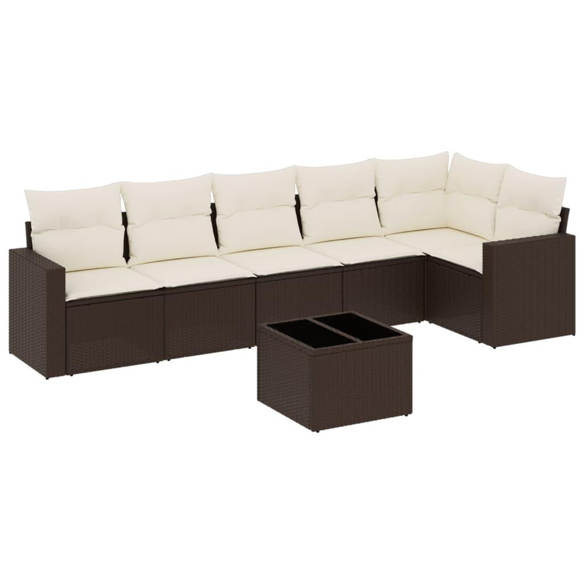 Voir la diapositive 2 : VIDAXL Salon de jardin avec coussins 7 pcs marron resine tressee