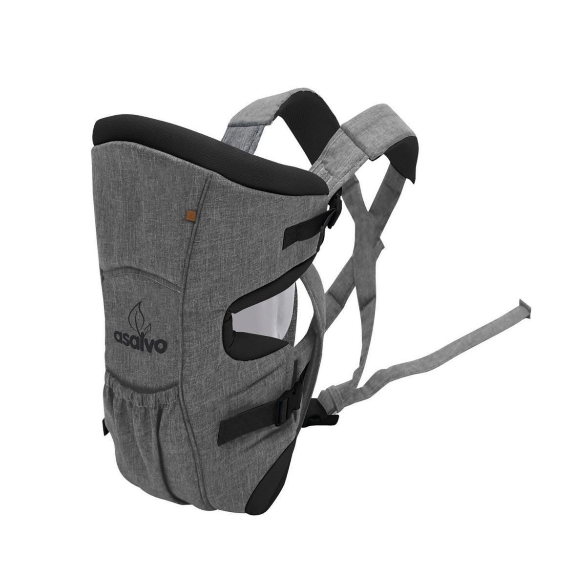 Asalvo Porte-bébé gris mélangé confortable et sécurisé
