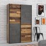 Voir la diapositive 3 : MARKET24 Armoire 2 portes coulissantes multifonction - Panneaux de particules - Bois et béton gris - L 120 x P 41,6 x H 190,5 cm - OZZUL