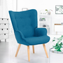 Voir la diapositive 2 : ID MARKET Fauteuil scandinave IVAR en tissu bleu canard