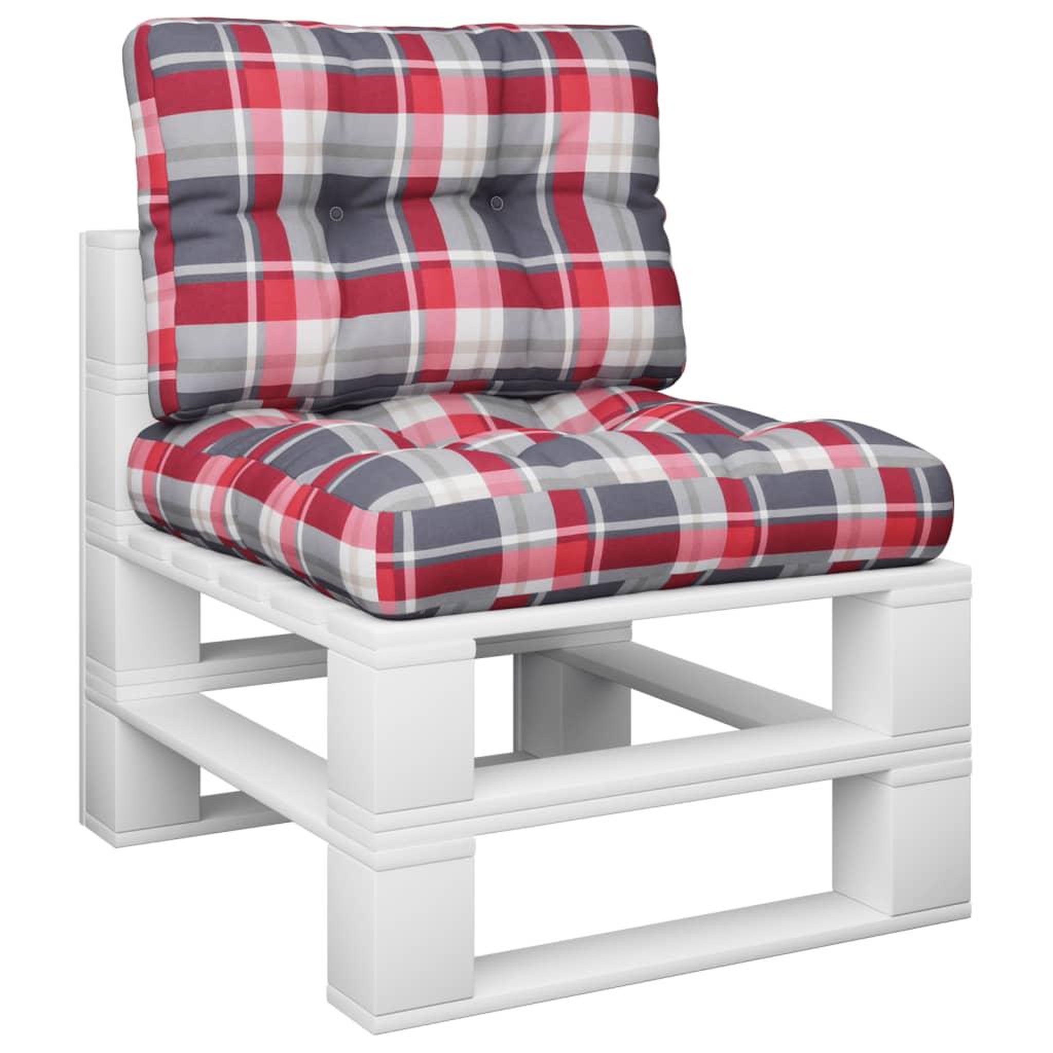 Voir la diapositive 3 : VIDAXL Coussins de palette lot de 2 motif a carreaux rouge tissu