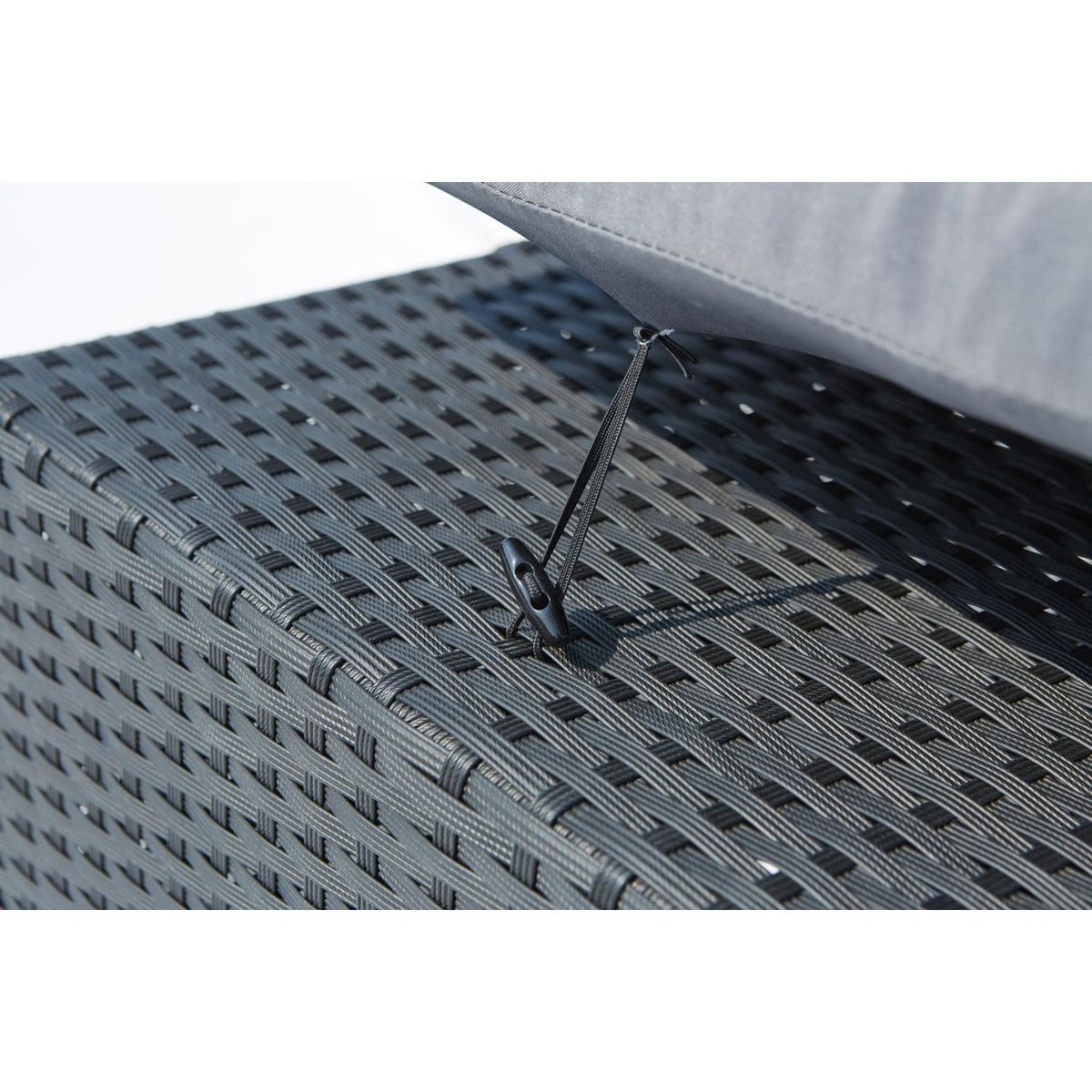 CONCEPT USINE Table et chaises 8 places encastrables en résine noir-gris MONACO