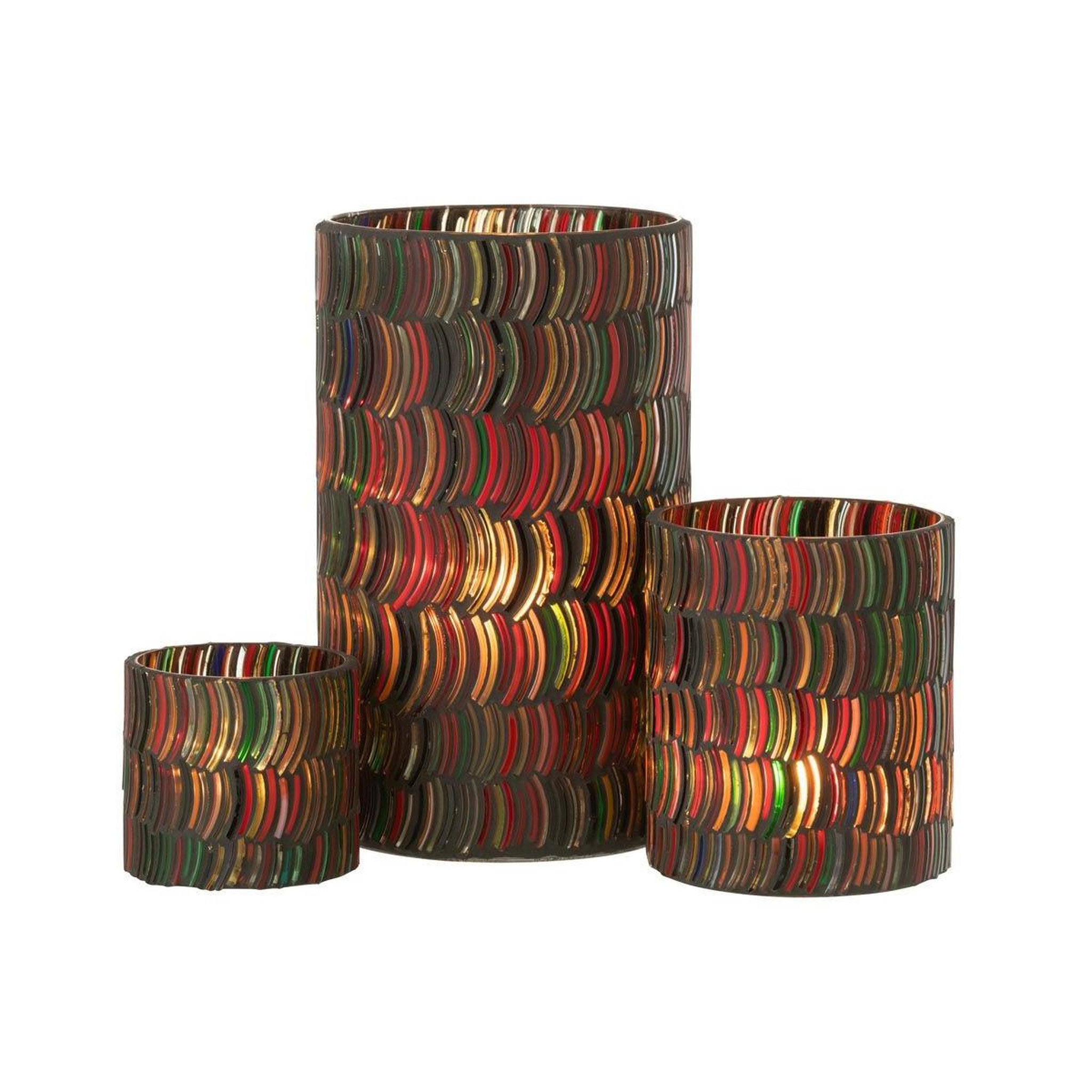 Voir la diapositive 3 : J-LINE Photophore Design  Mosaic Courbe  23cm Multicolore