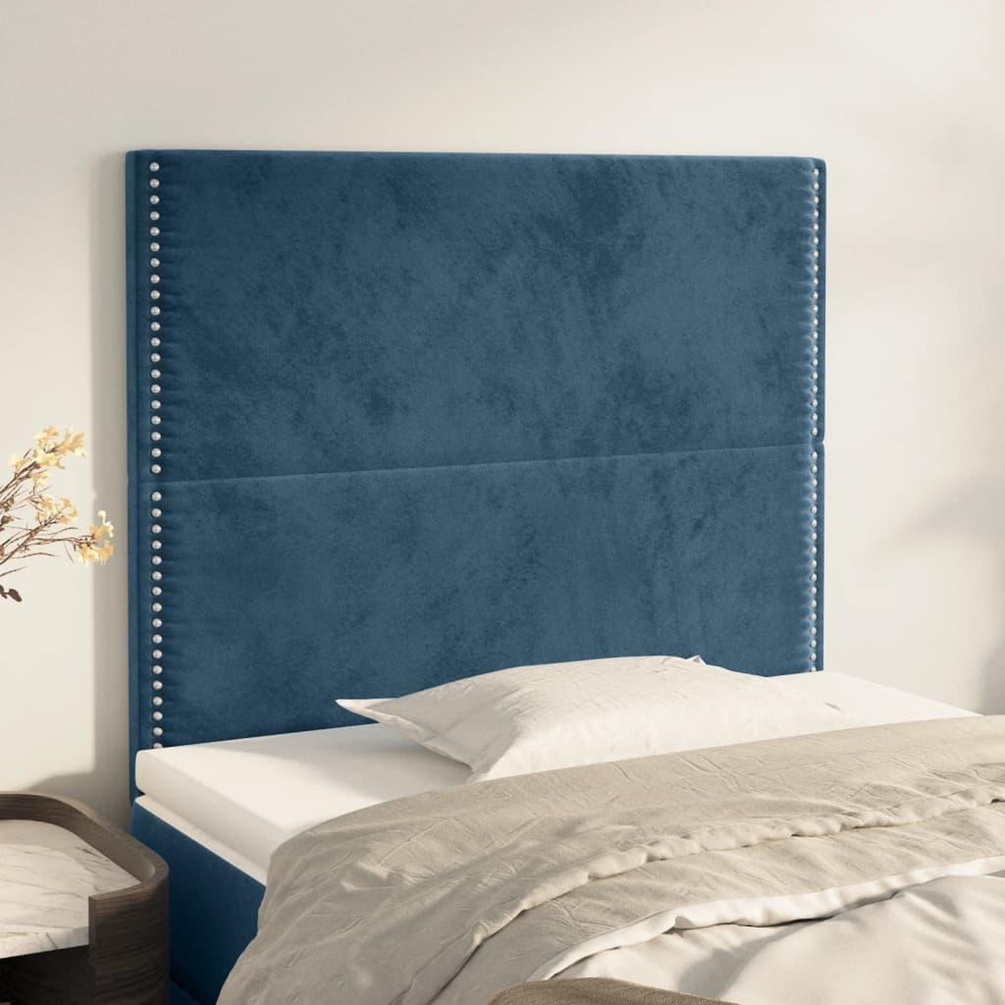 Voir la diapositive 1 : VIDAXL Tetes de lit 2 pcs Bleu fonce 100x5x78/88 cm Velours