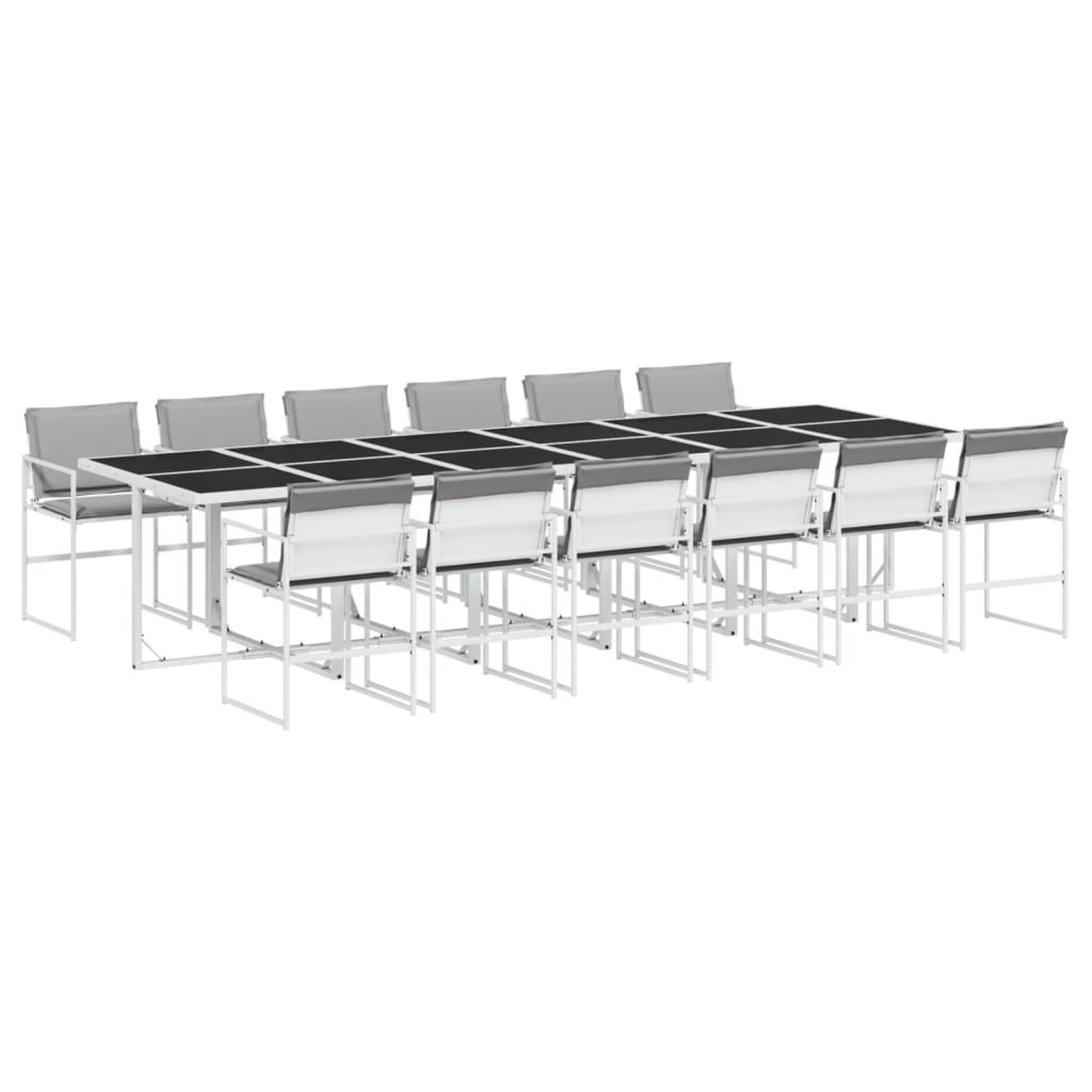Voir la diapositive 2 : VIDAXL Ensemble a manger de jardin avec coussins 13pcs blanc textilene