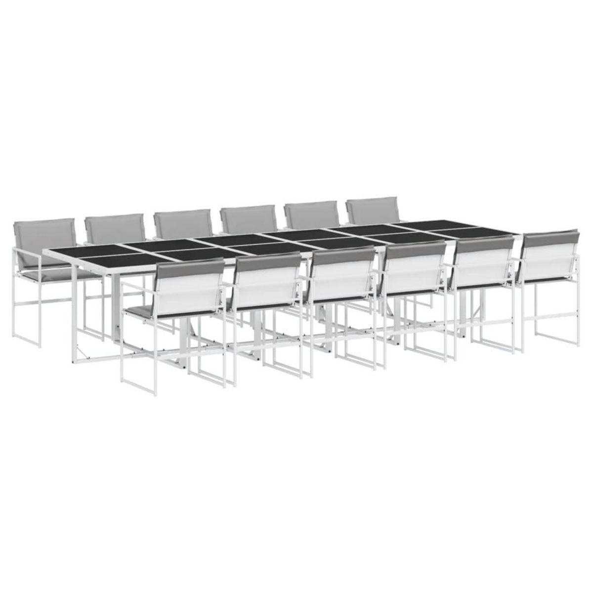 VIDAXL Ensemble a manger de jardin avec coussins 13pcs blanc textilene