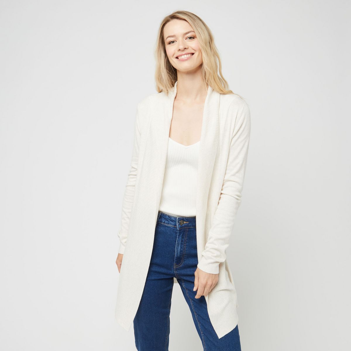 INEXTENSO Gilet écru uni femme 