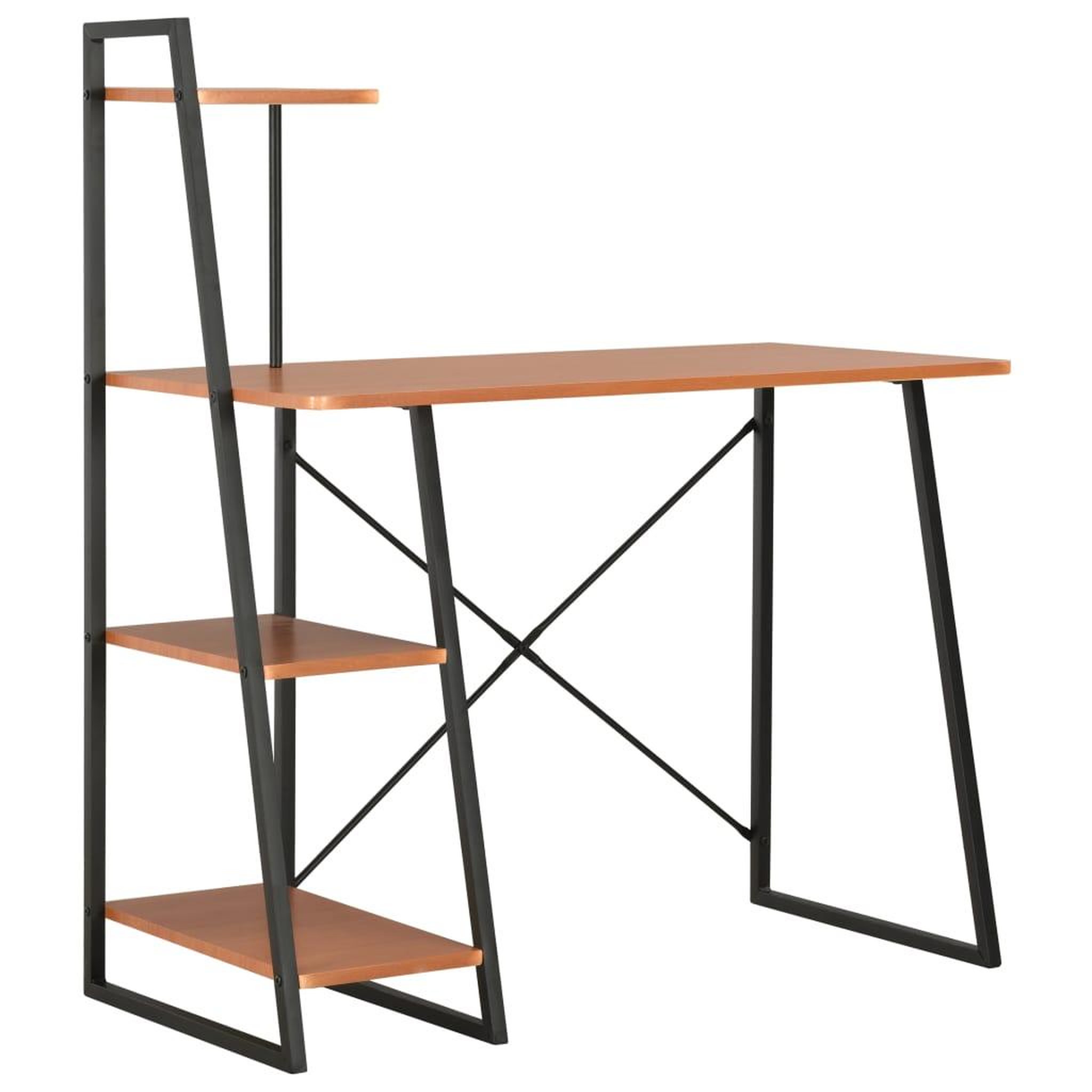 Voir la diapositive 1 : VIDAXL Bureau avec etagere Noir et marron 102x50x117 cm
