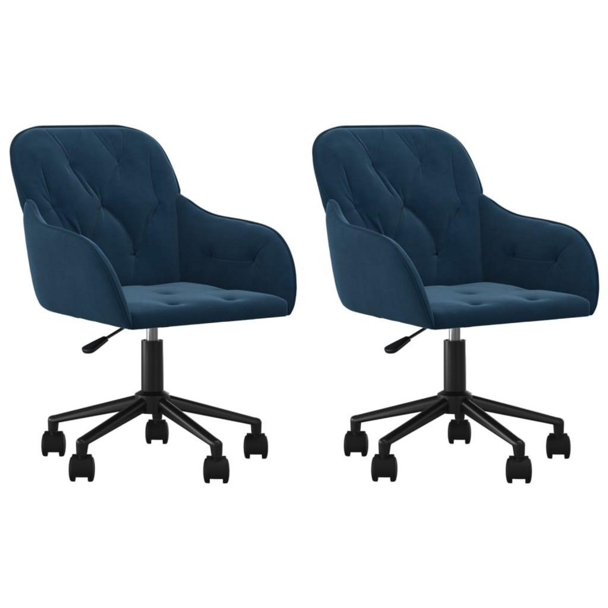 VIDAXL Chaises pivotantes a manger lot de 2 Bleu Velours