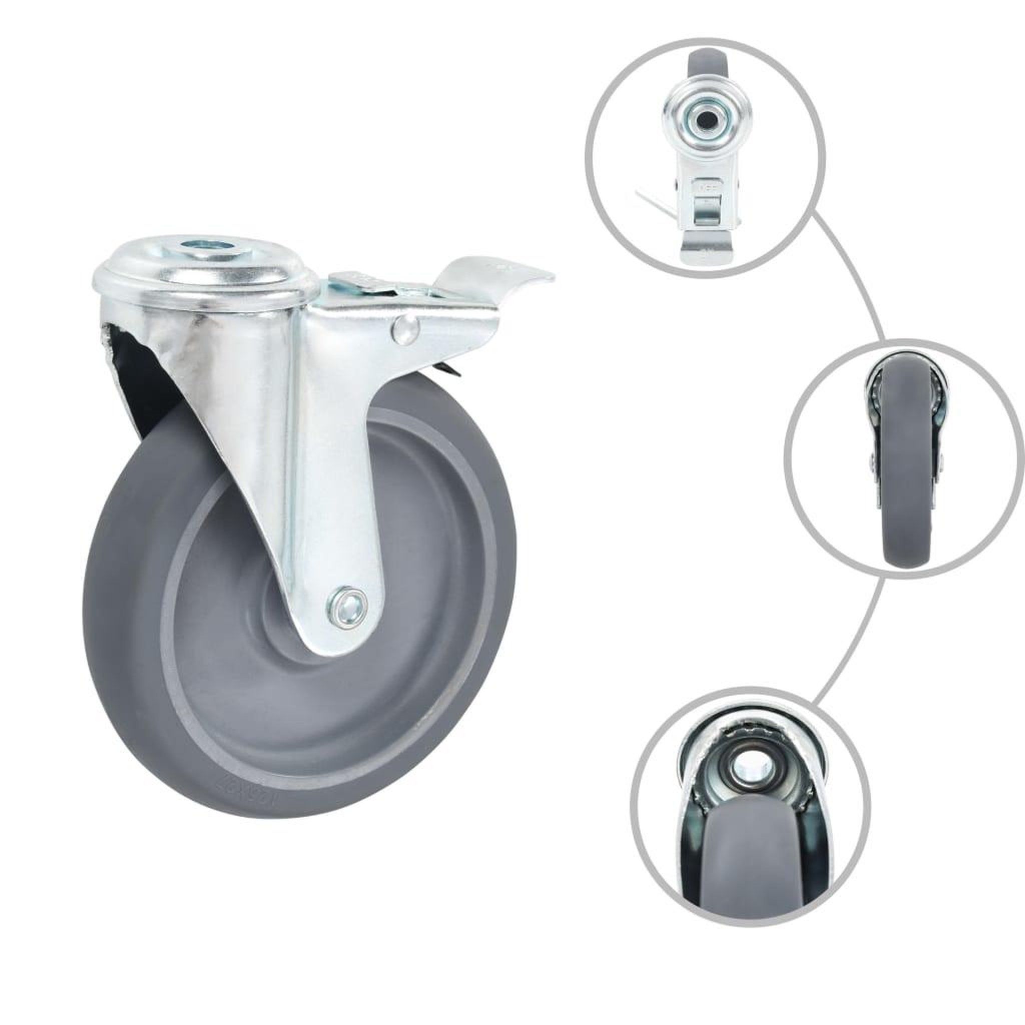 Voir la diapositive 2 : VIDAXL 12 pcs Roulettes pivotantes a trou de boulon 125 mm