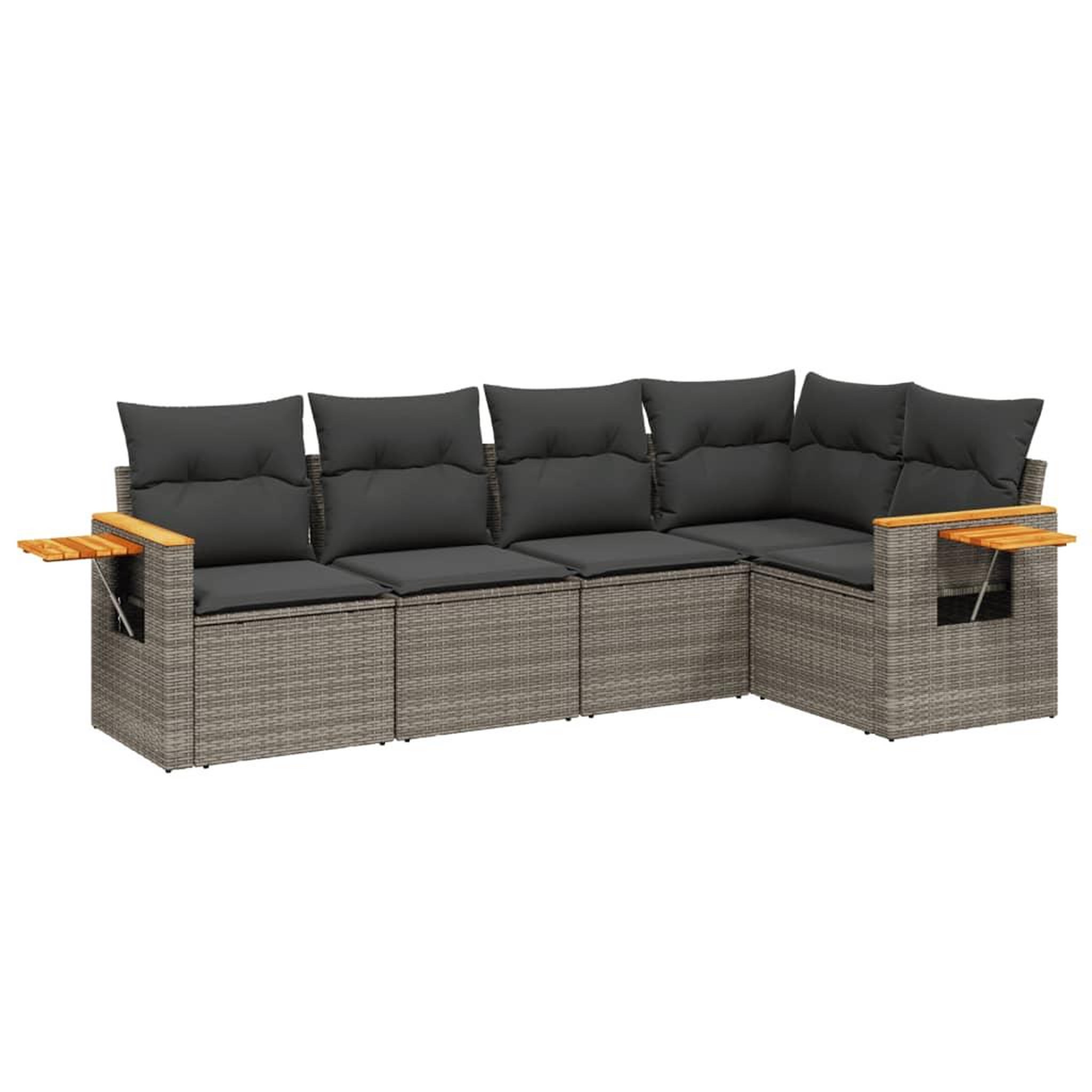 Voir la diapositive 2 : VIDAXL Salon de jardin 5 pcs avec coussins gris resine tressee