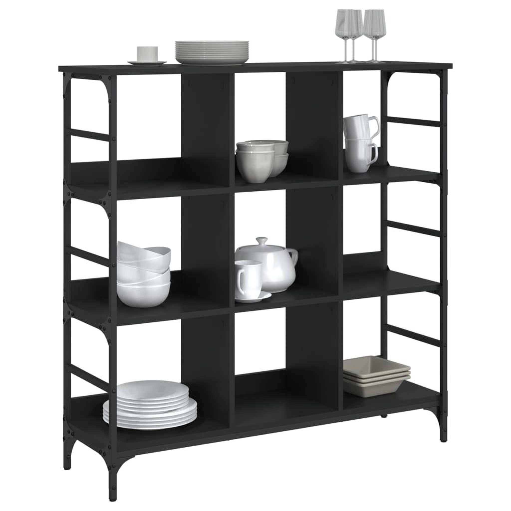 Voir la diapositive 3 : VIDAXL Buffet noir 102x32x103,5 cm bois d'ingenierie
