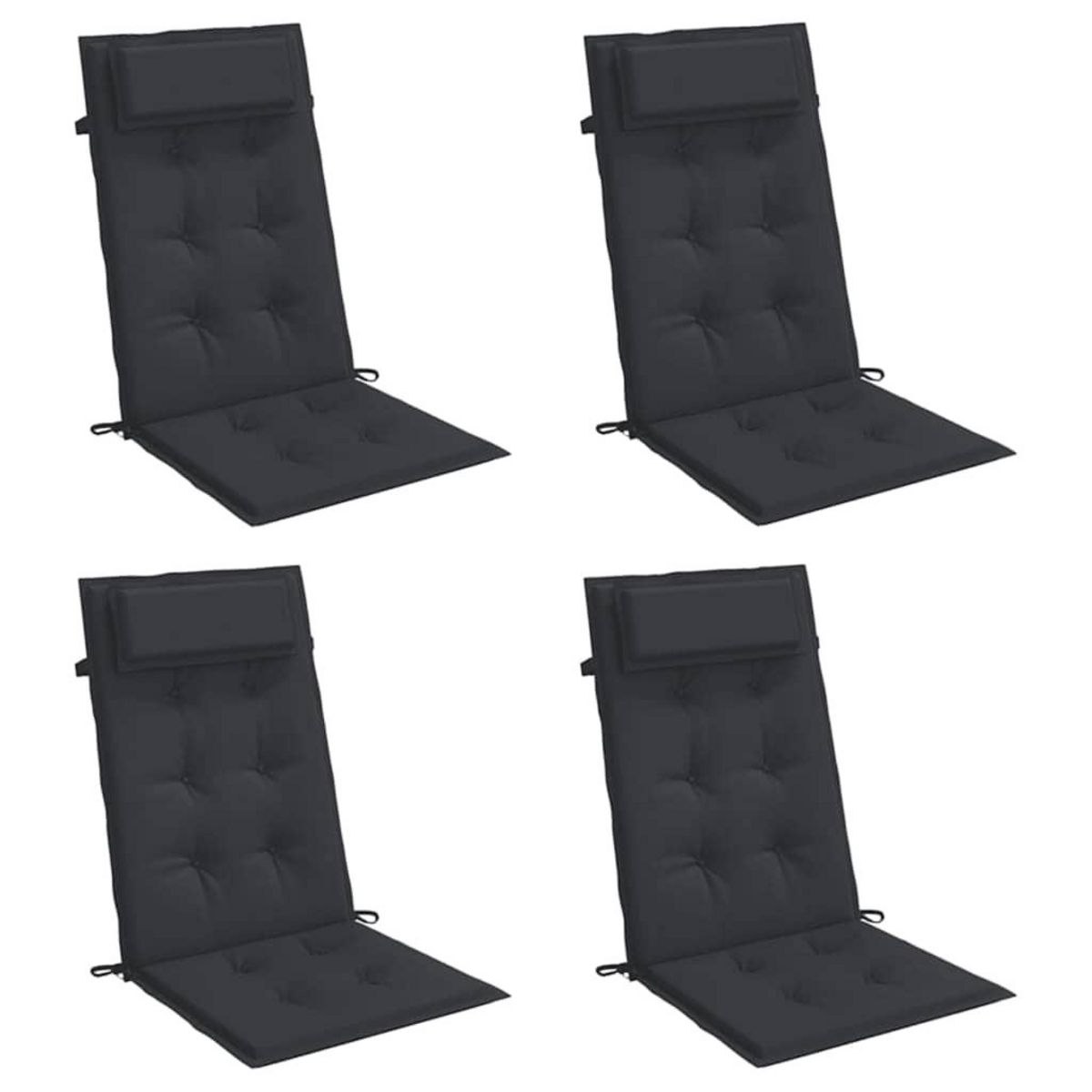 VIDAXL Coussins de chaise a dossier haut lot de 4 noir tissu oxford