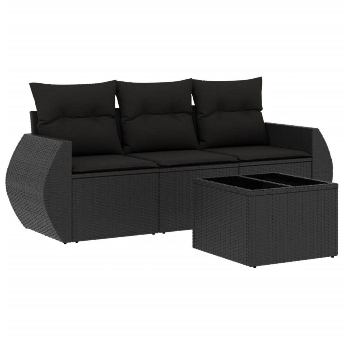 VIDAXL Salon de jardin 4 pcs avec coussins noir resine tressee