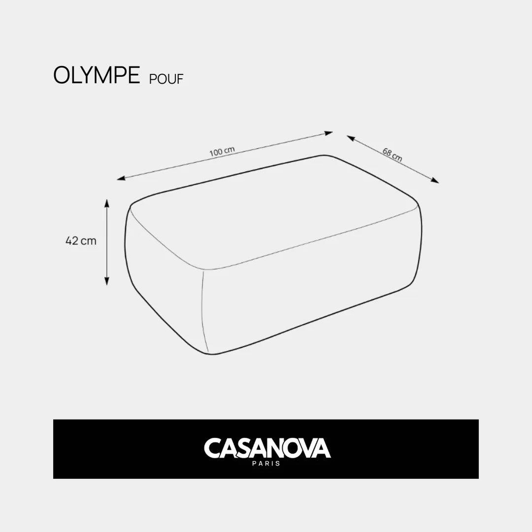 Voir la diapositive 6 : CASANOVA PARIS Olympe - pouf en petit velours côtelé 100x68x42