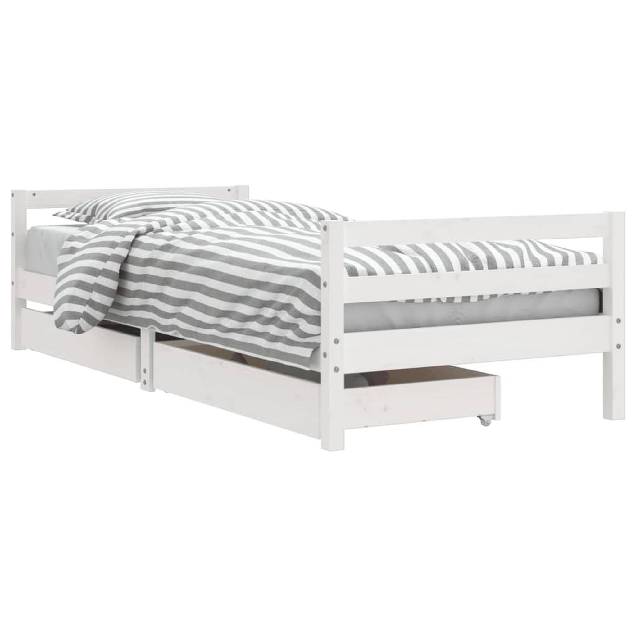 Voir la diapositive 2 : VIDAXL Cadre de lit enfant tiroirs blanc 80x200 cm bois de pin massif