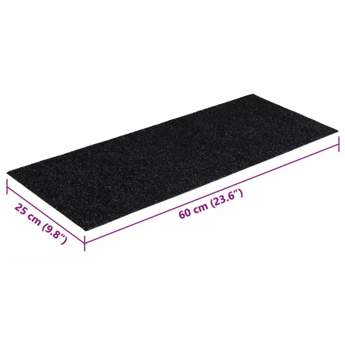 VIDAXL Tapis d'escalier autocollants Rectangulaire 15 pcs 60x25cm Noir