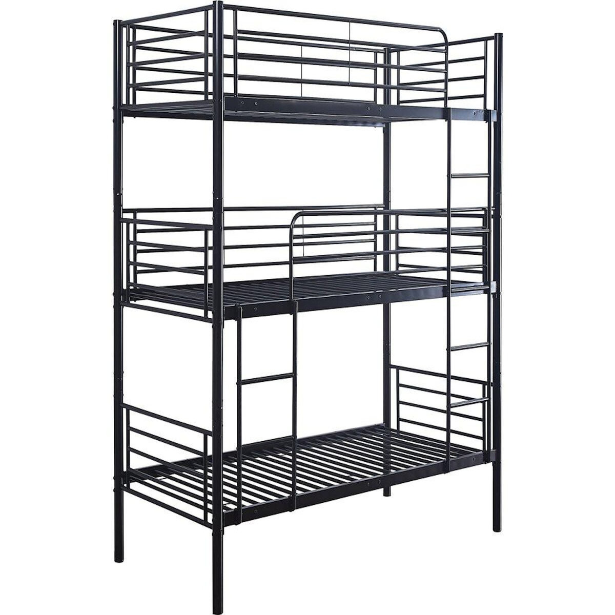 Habitat et Jardin Lit superposé en métal triple  HAVIN  - 90 x 190 cm - Noir