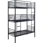 Habitat et Jardin Lit superposé en métal triple  HAVIN  - 90 x 190 cm - Noir