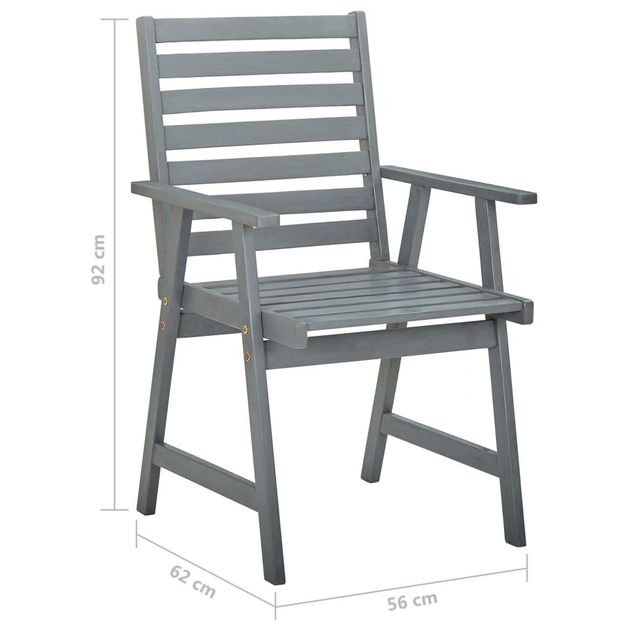 Voir la diapositive 6 : VIDAXL Chaises a manger d'exterieur lot de 2 et coussins Acacia massif